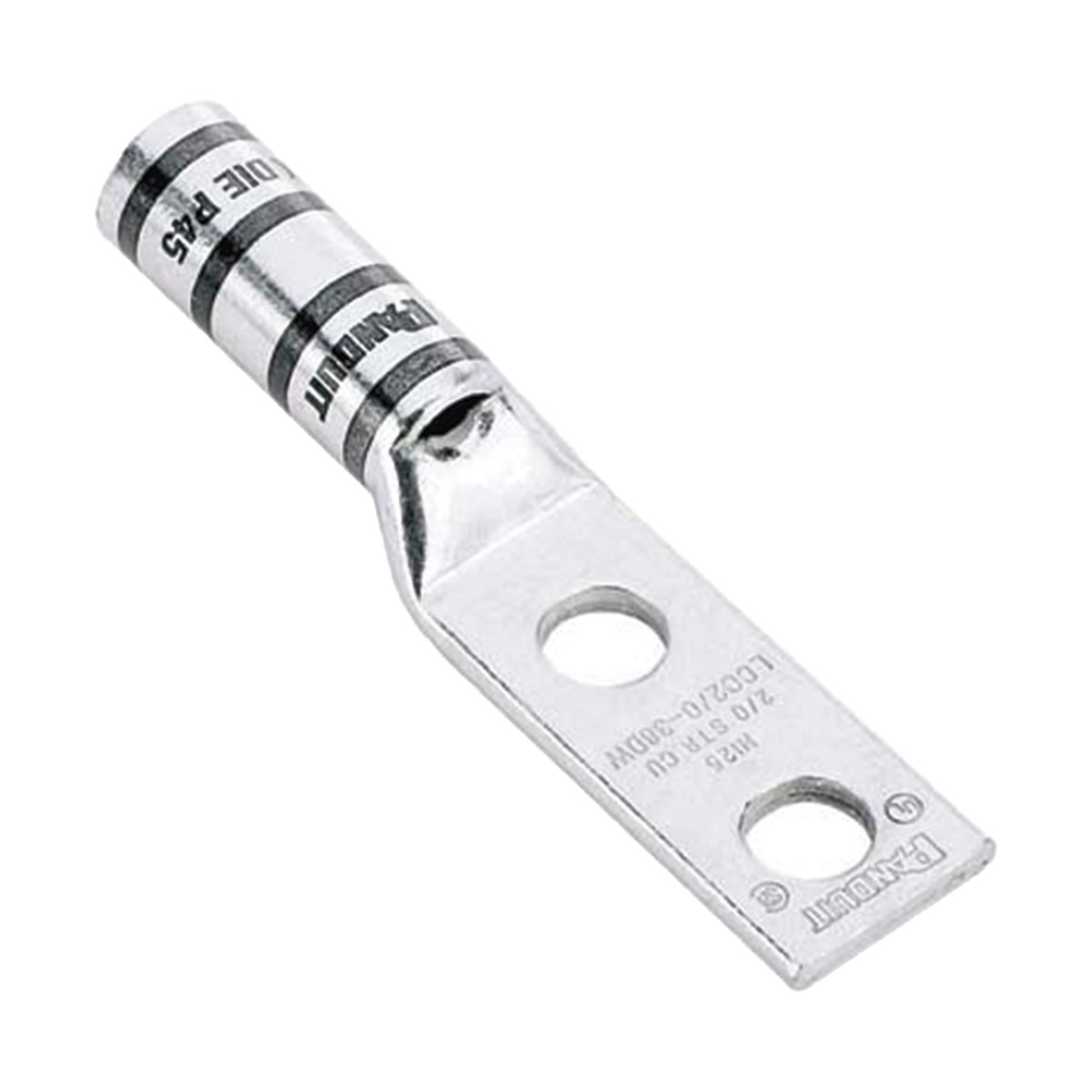 Zapata de compresión LCC6-12W-L para cal. 6 Awg, Doble barreno para tornillo prisionero de 1/2, Espaciado de orificio 44.5mm, 1 Pz