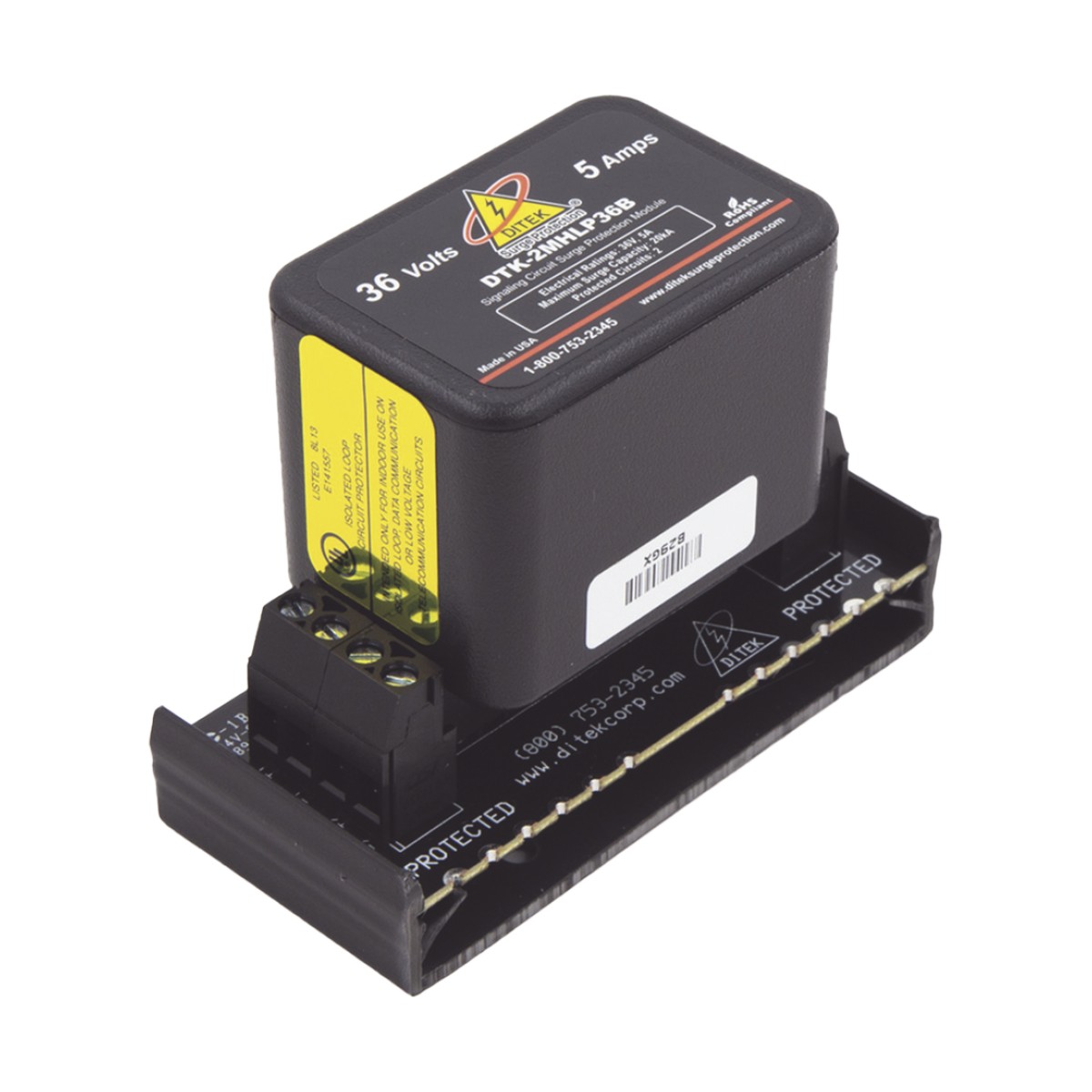 Protector Modular 36 V / 2 Pares / Hot-Swap / Tecnología SAD / Voz Datos y Señalización