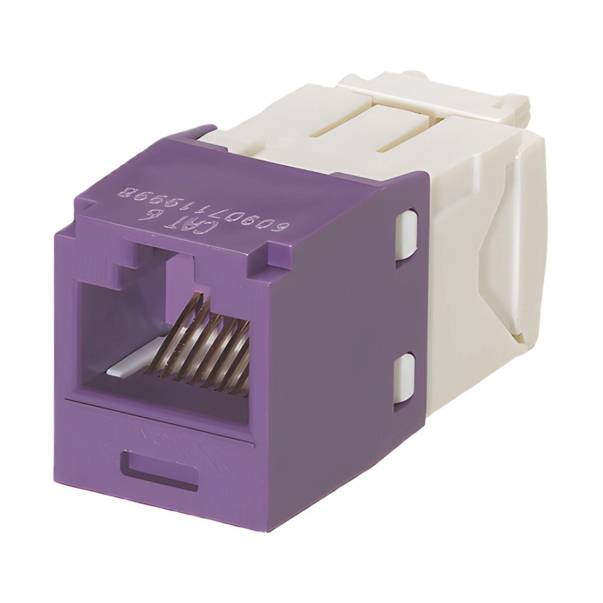 Conector Jack RJ45 Estilo TG, Mini-Com, Categoría 6, de 8 Posiciones y 8 Cables, Color Violeta