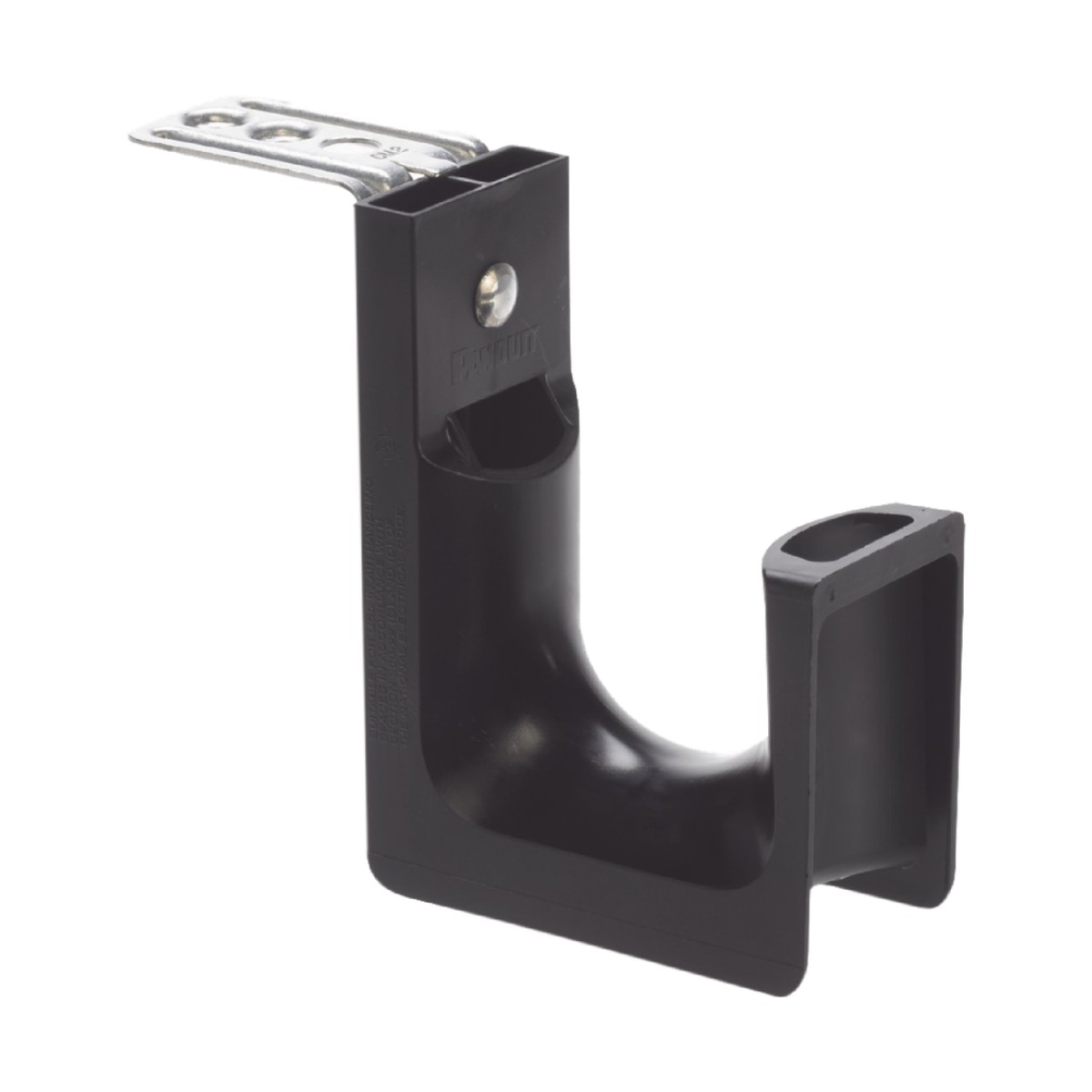Sujetador STRONGHOLD tipo J (J-Hook), Con Soporte para Montaje en Techo, Para 46 Cables Cat6, Nylon 6.6, Color Negro, 1 pieza