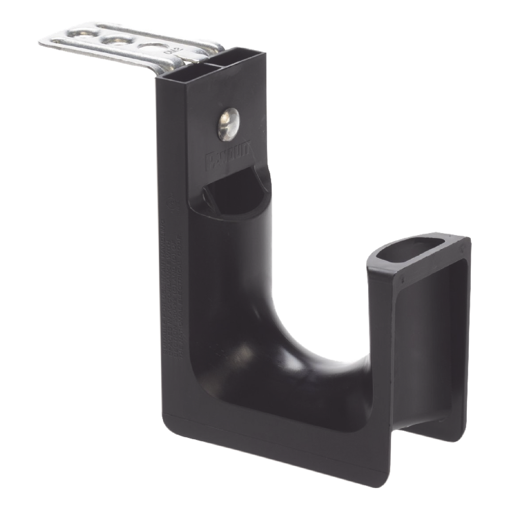 Sujetador STRONGHOLD tipo J (J-Hook), Con Soporte para Montaje en Techo, Para 46 Cables Cat6, Nylon 6.6, Color Negro, 1 pieza