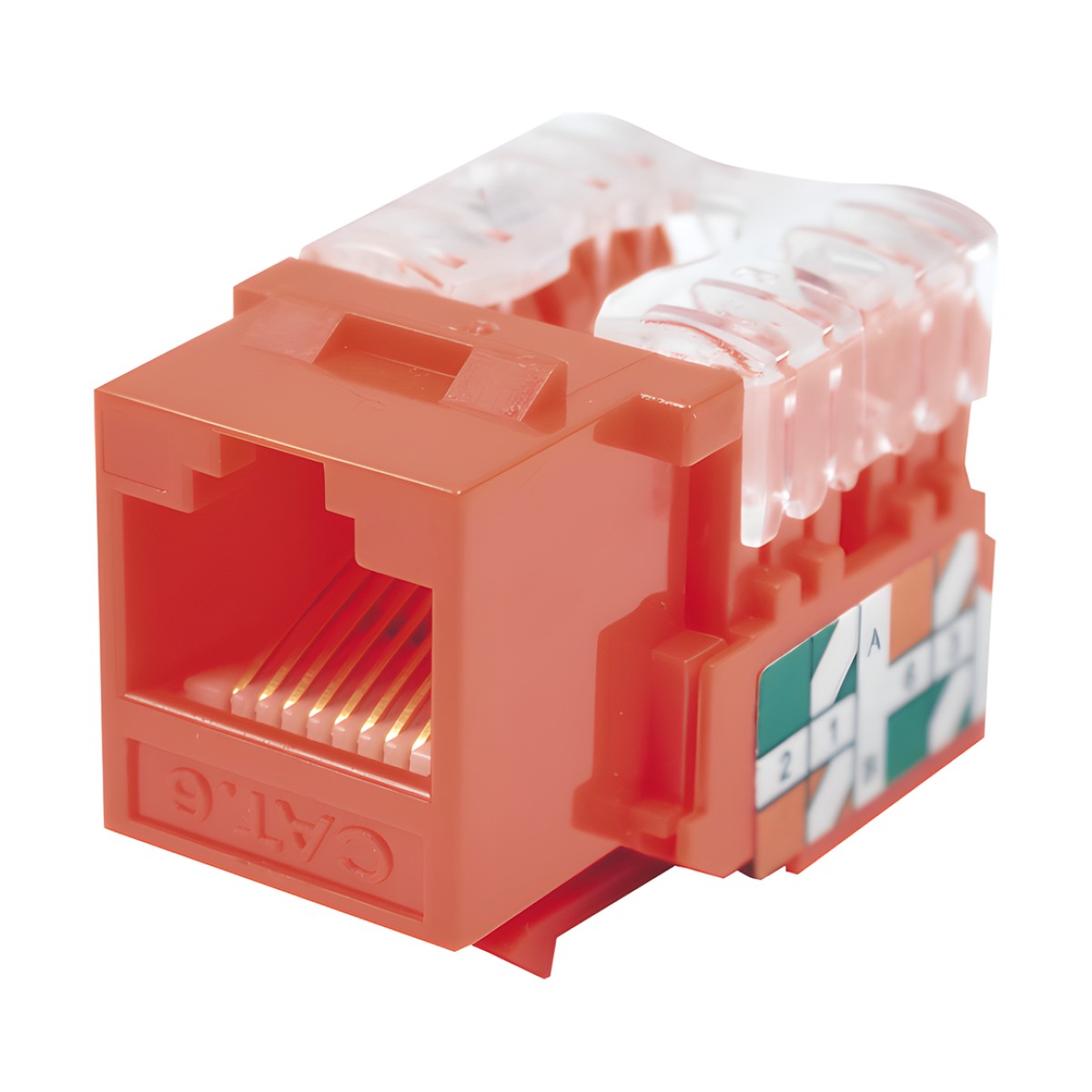 Módulo Jack Keystone Cat6 con Terminación 110 (Punchdown) para Faceplate - Color Rojo