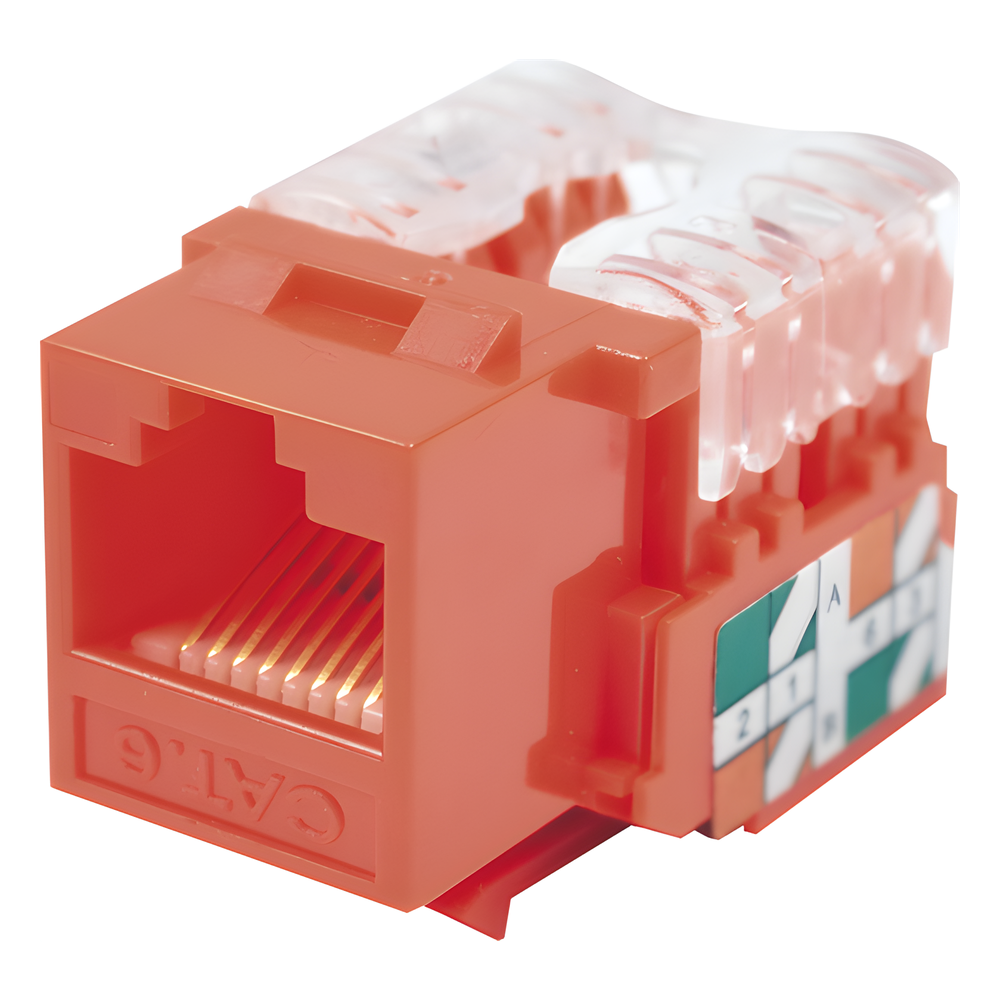 Módulo Jack Keystone Cat6 con Terminación 110 (Punchdown) para Faceplate - Color Rojo