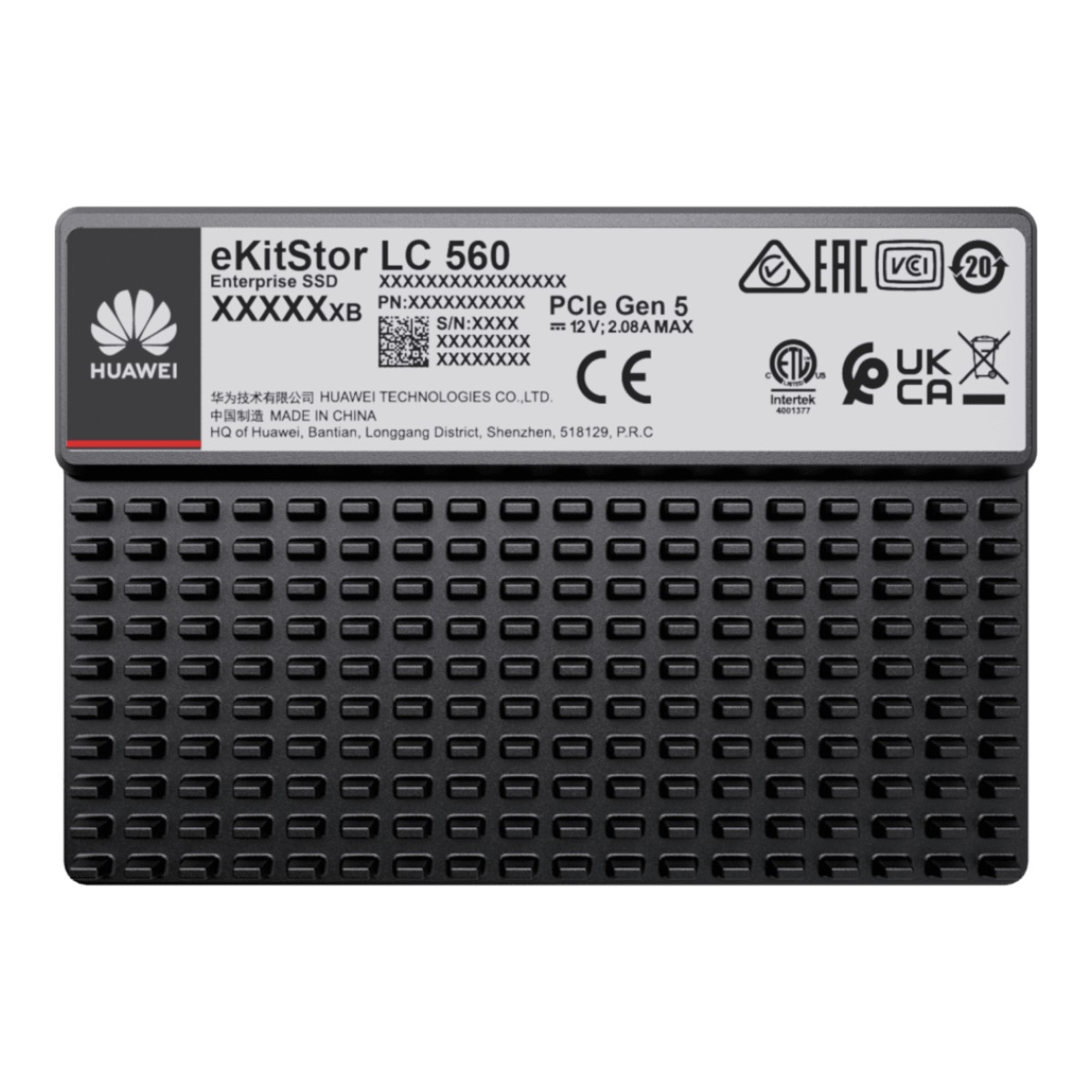 Unidad de Estado Sólido (SSD Huawei eKitStor LC 560) Empresarial de 15.36 TB / NVM2 2.0 / U.2 de 2.5'' / PCle 5.0 x4 / 14,800 MB/s Lectura / 4,500 MB/s Escritura / Entrenamiento de IA y Almacenamiento Masivo de Datos