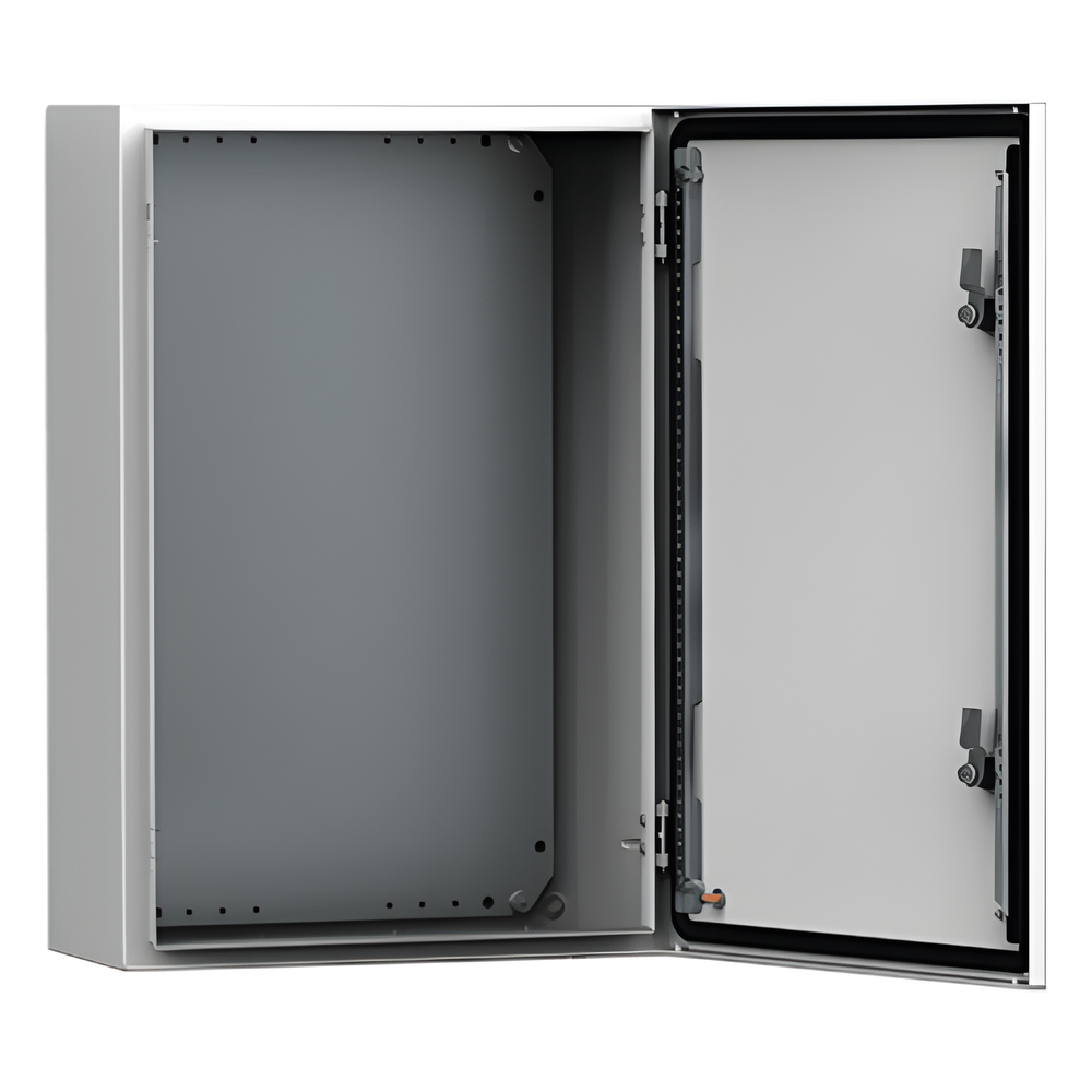 Gabinete de Uso Exterior MAS 600 x 400 x 210 mm (23.62 x 15.75 x 8.27 in) / NEMA 4/12/13 / IP66 / IK10 / Acero Dulce 1.5 mm / Platina de Montaje Incluida / Color Gris Claro