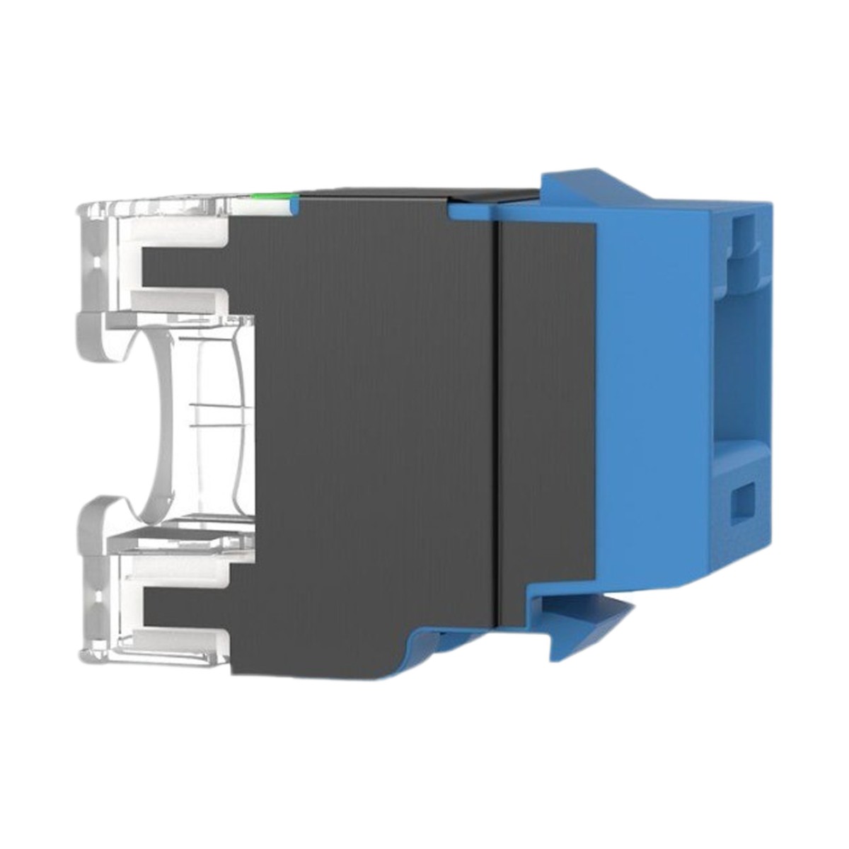 Conector Jack Estilo 110 (de Impacto), Tipo Keystone, Categoría 6A, de 8 Posiciones y 8 Cables, Color Azul