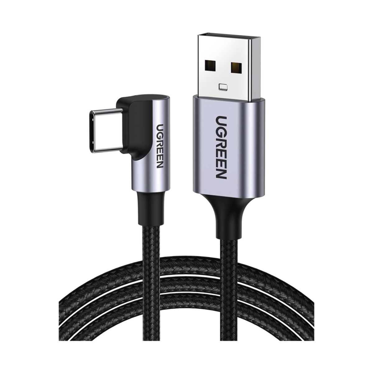 Cable USB-A a USB-C | 2 Metros (6.56 Pies) | Conector con Ángulo Recto de 90° | Carga Rápida de hasta 60W | 480 Mbps | PD3.0 | QC /3.0/2.0 | FPC | AFC | Protección Integrada | Caja de Aluminio | Nylon Trenzado | Color Negro