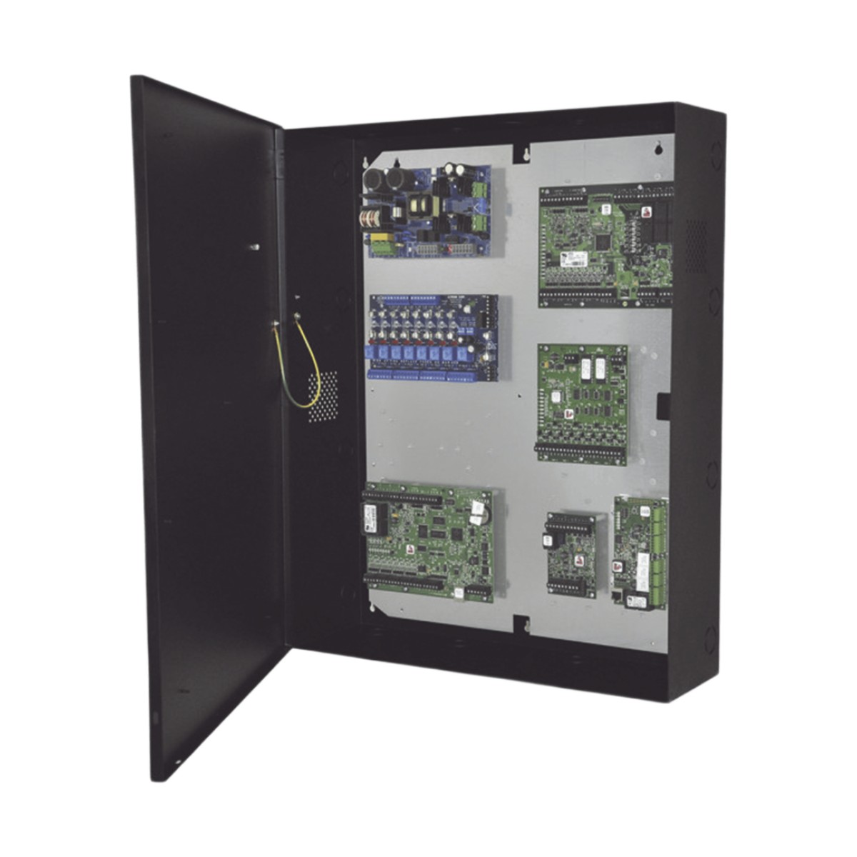 Gabinete Trove2 con Backplane TM2 Extraíble / Para Controladores de Acceso Mercury / Hasta 4 Baterías 12VDC/7AH / Acero 16 AWG / Cerradura y Tamper Incluidos / UL294