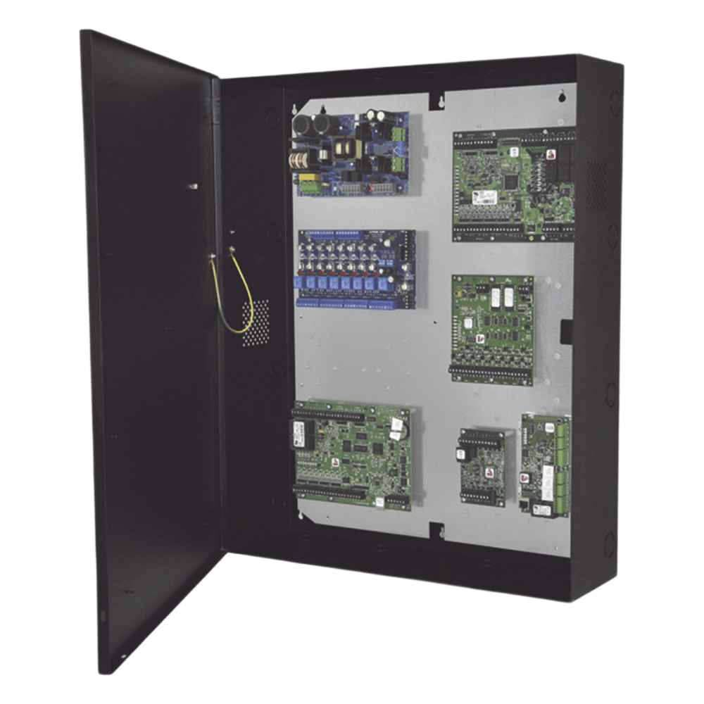Gabinete Trove2 con Backplane TM2 Extraíble / Para Controladores de Acceso Mercury / Hasta 4 Baterías 12VDC/7AH / Acero 16 AWG / Cerradura y Tamper Incluidos / UL294