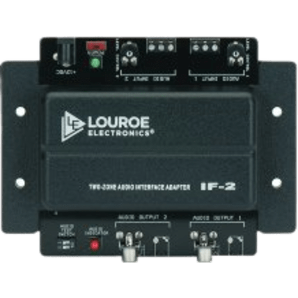 Adaptador de Interfaz de Audio de Dos Zonas / Compatible con Micrófonos Louroe / Salidas RCA y 3.5 mm / Gain Adjust por Canal / 12 VDC