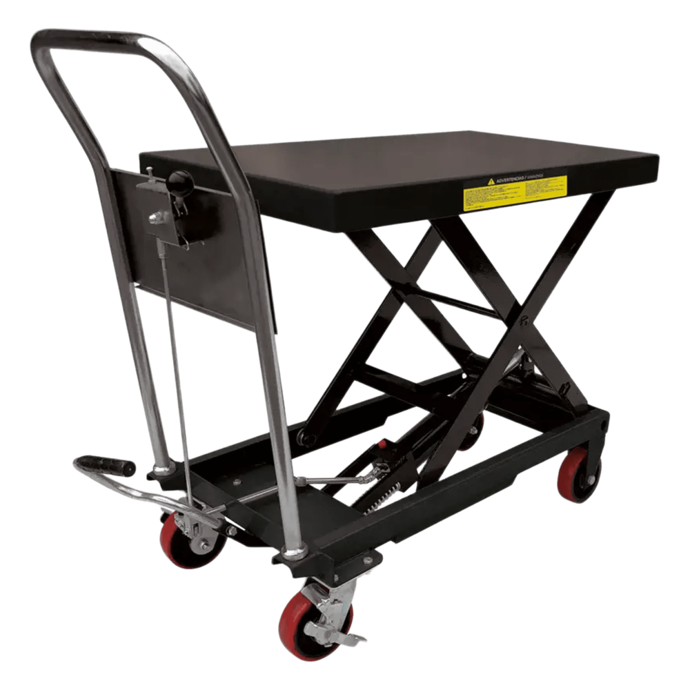 Mesa Elevadora Hidráulica / Capacidad 300 kg a 1 t / Ruedas de Poliuretano / Sistema Hidráulico con Freno / Soporte de Tijera / Ideal para Cargas Medias y Pesadas