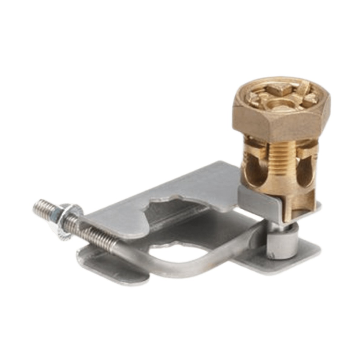 Abrazadera para Tierra Física en Base de Piso Falso, para Cables de 6 a 1/0 AWG. Para Pedestales Circulares de 3/4" y 7/8".