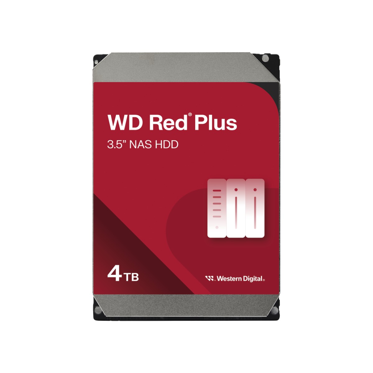Disco Duro NAS WD Red Plus / Tecnología CMR / Capacidad 4TB / SATA 6 Gb/s  / NASware 3.0 / 180TB año Workload / 1M Horas MTBF / 3 Años Garantía