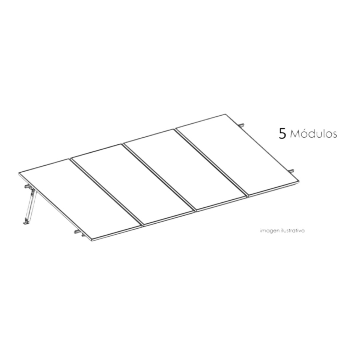 Kit Basel Sistema de Montaje Solar para 5 Módulos / Inclinación 10° / Para Módulo 645 W / Dimensiones del Módulo 2.382 m (7.8 ft) x 1.134 m (3.7 ft) / Velocidad de Viento 170 km/h /  Losa Plana Una Fila