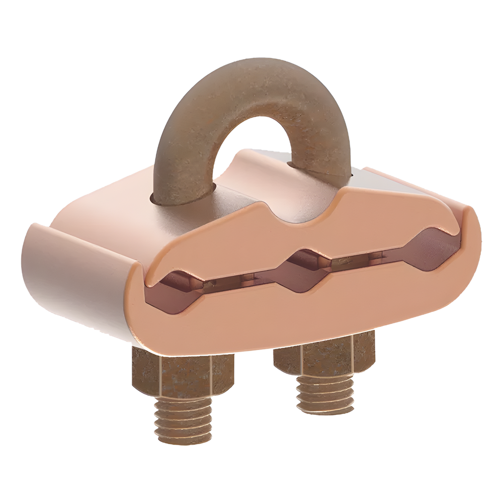 Conector Mecánico para 3 Cables para Calibre 2/0 AWG - 250 KCMIL a Tubería de 3/8"  o  Varilla 5/8" - 3/4".