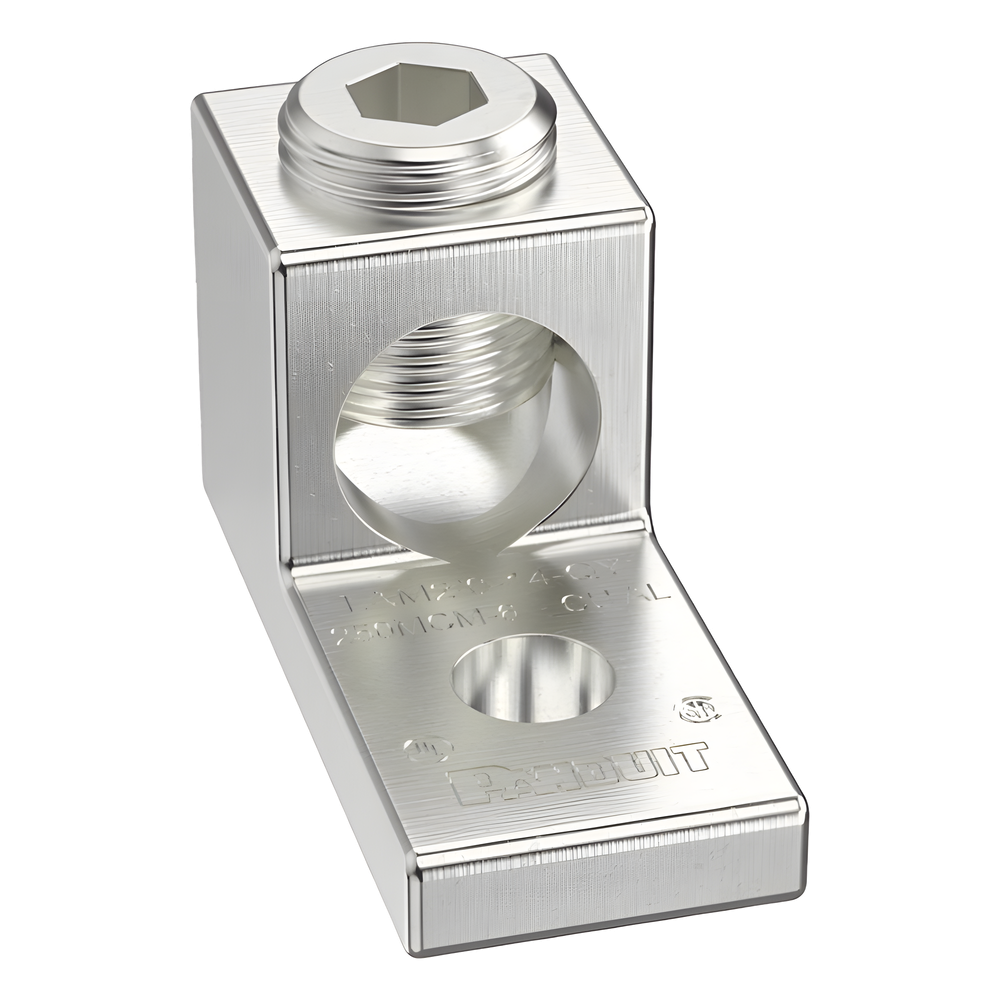 Terminal tipo Lengüeta Recta de Aluminio con Agujero 1/4", y Barril para Cable #14 - 2/0 AWG