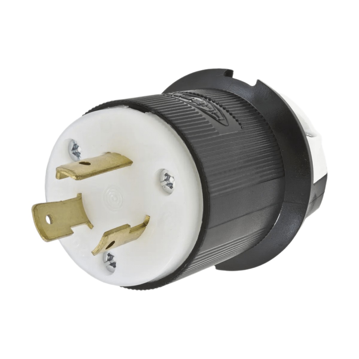Clavija Industrial con Bloqueo de Media Vuelta / 20 A 250 V CA / 2 Polos 3 Hilos / Color Blanco y Negro / Nema L6-20P.
