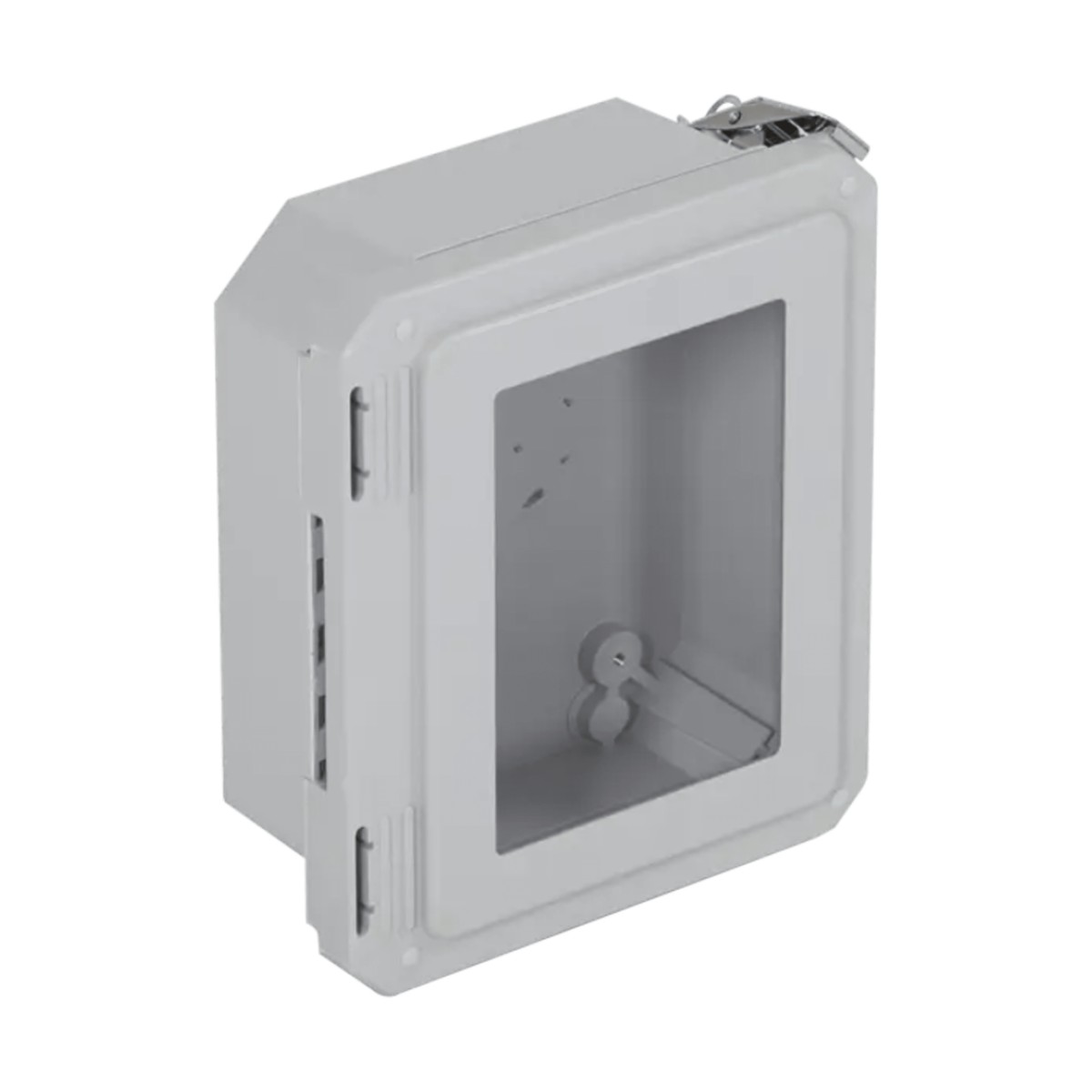 Caja Impermeable De Fibra De Vidrio, 8.77" (22.27cm) Alto x 6.77" (17.19cm) Ancho x 4.06" (10.31cm), Con Ventanilla, Listado UL/cUL, Hecho En EE.UU, Serie EnviroArmour®