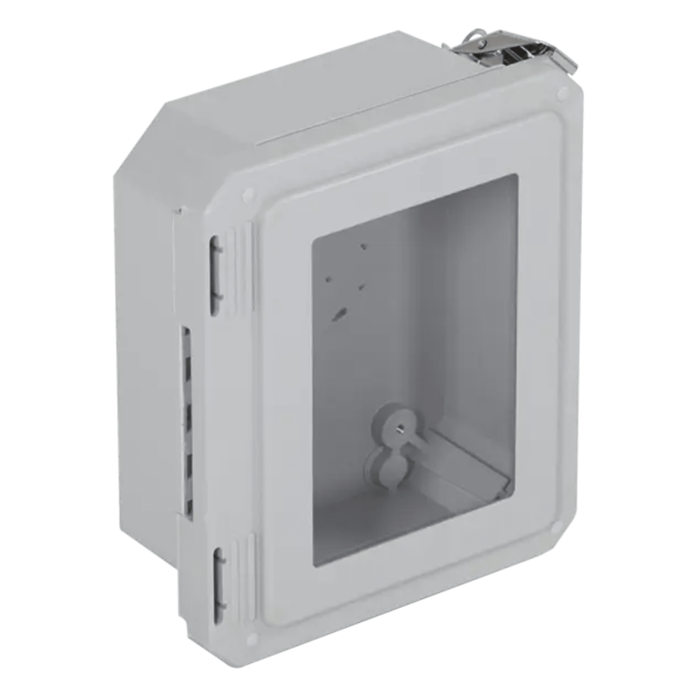 Caja Impermeable De Fibra De Vidrio, 8.77" (22.27cm) Alto x 6.77" (17.19cm) Ancho x 4.06" (10.31cm), Con Ventanilla, Listado UL/cUL, Hecho En EE.UU, Serie EnviroArmour®