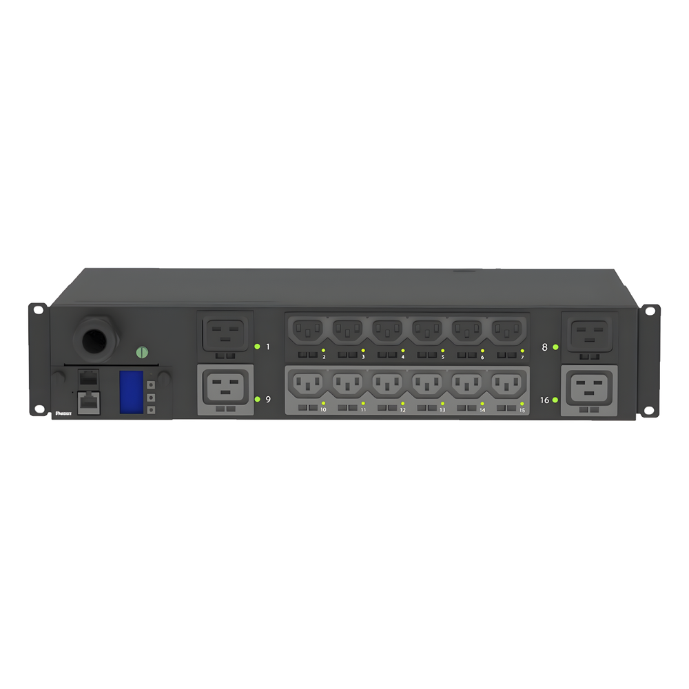 PDU G5 Monitoreable y Switchable (MS) para Distribución de Energía, Enchufe de Entrada NEMA L6-30P, Con 12 Salidas C13 y 4 Salidas C19, Horizontal 19in, 208 Vca, 30 Amp, 2UR