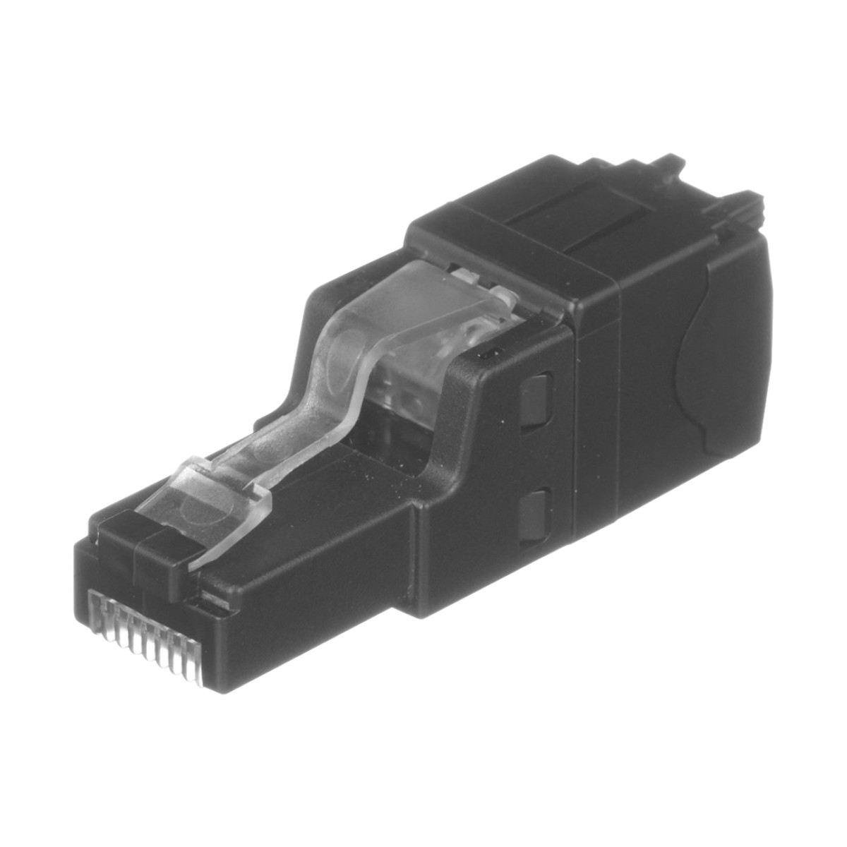 Plug RJ45 UTP, Instalación Recta, Terminación en Campo Certificable, Compatible con Cat5e, Cat6 y Cat6A, Color Negro