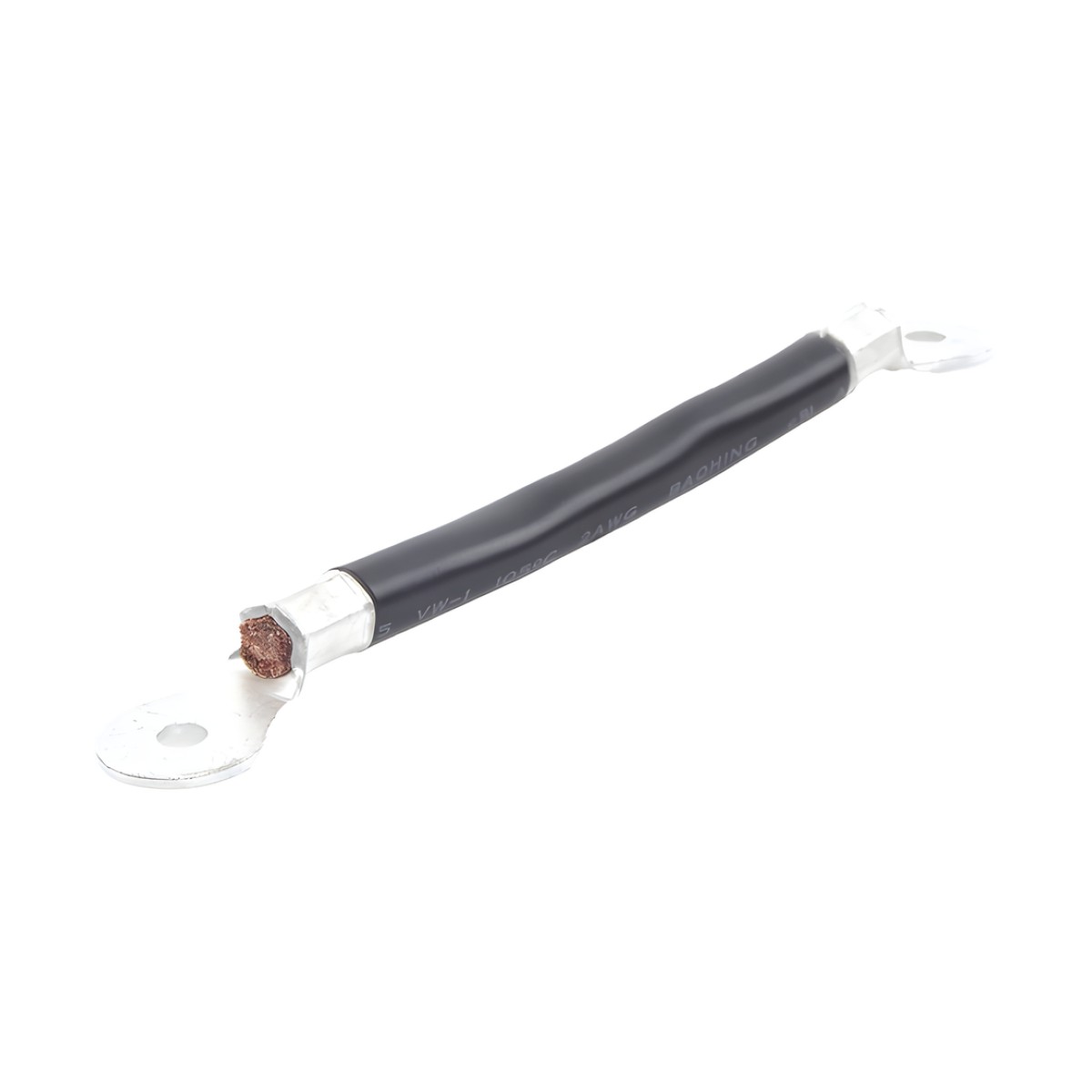 Cable para Baterías, 0.2m, Negro, Calibre 2 AWG con Terminales de Ojo en Ambos Extremos
