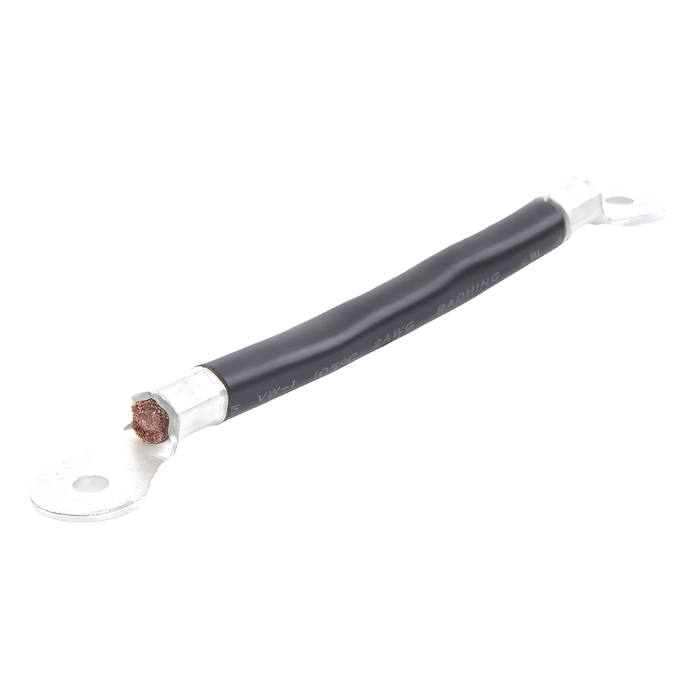 Cable para Baterías, 0.2m, Negro, Calibre 2 AWG con Terminales de Ojo en Ambos Extremos