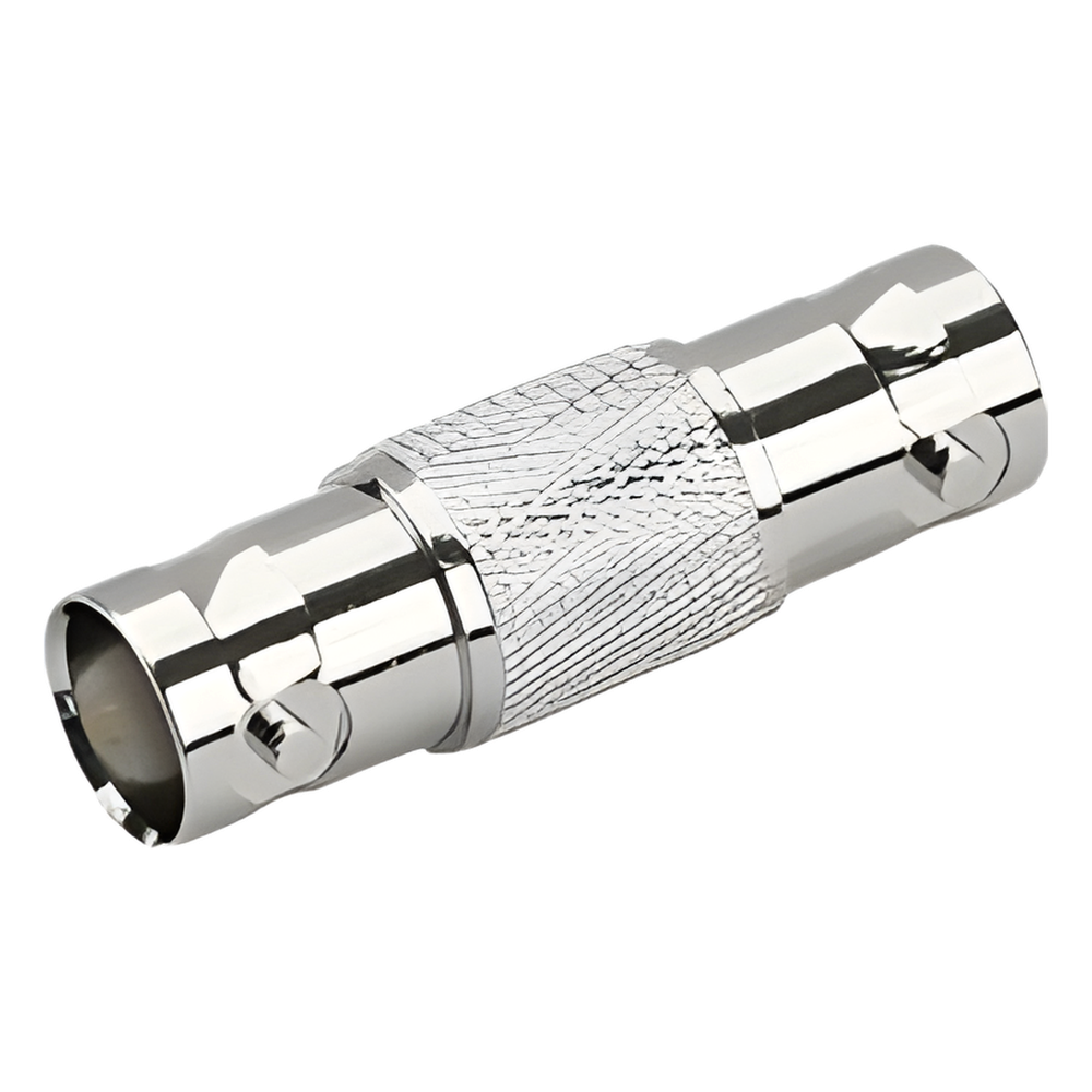 Adaptador Tipo Barril para 75 Ohm, de Conector BNC Hembra a BNC Hembra, Níquel/ Oro/ Teflón.