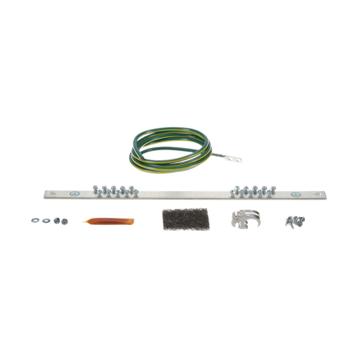 Kit de Puesta a Tierra con Jumper 6 AWG RGREJ696Y y Barra de Conexiones de 20 Orificios RGRB19U, para Rack de 19in
