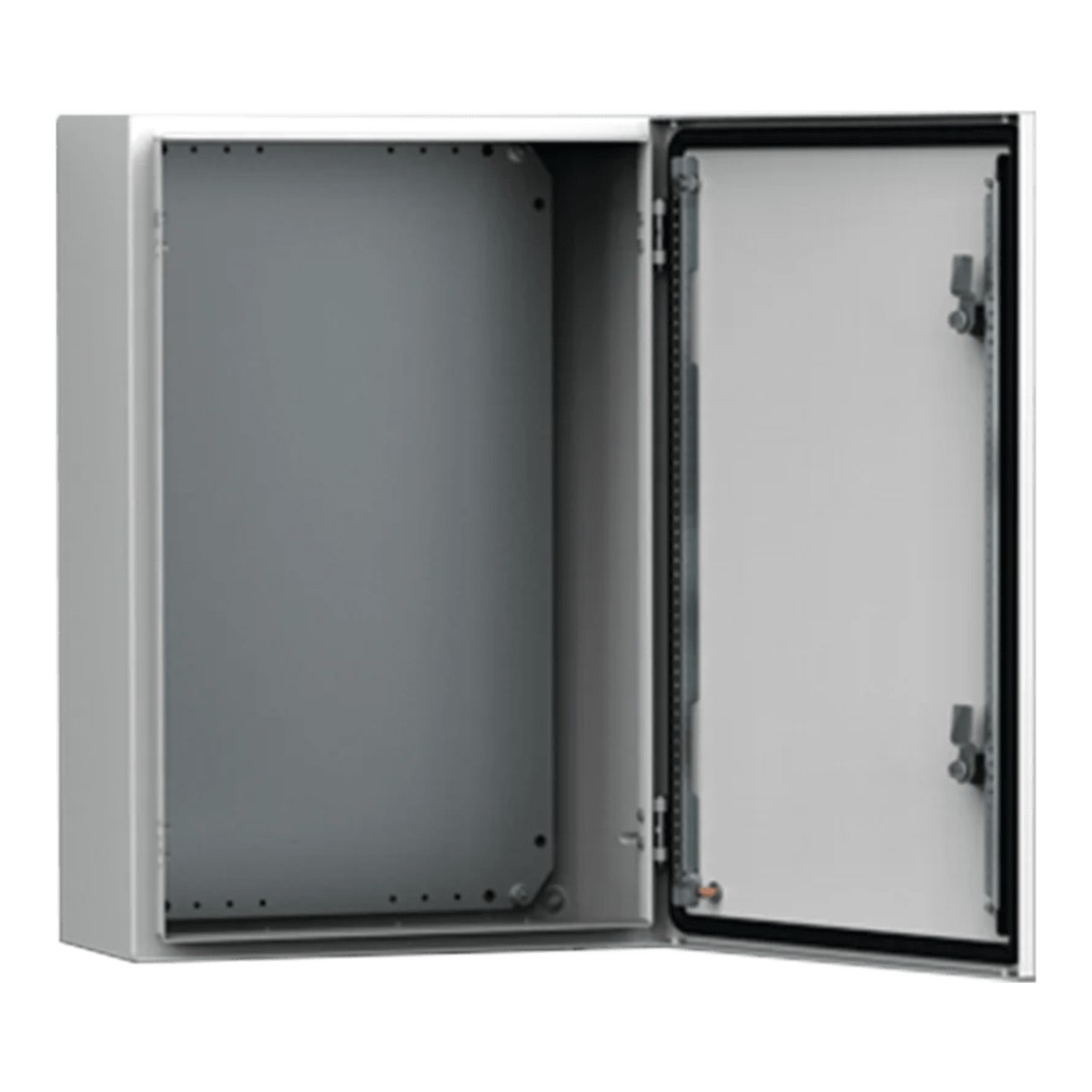 Gabinete Mural MAS 500 x 500 x 210 mm (19.7 x 19.7 x 8.3 in) / IP66 / NEMA 4/12/13 / IK10 / Acero Dulce 1.5 mm / Platina de Montaje Incluida / Color Gris Claro RAL 7035