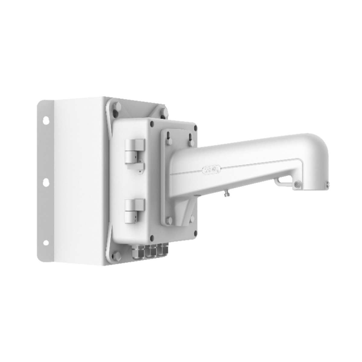 Montaje de Esquina con Caja de Conexión para Domos PTZ epcom y HIKVISION / Fabricado con Aleación de Aluminio y Acero