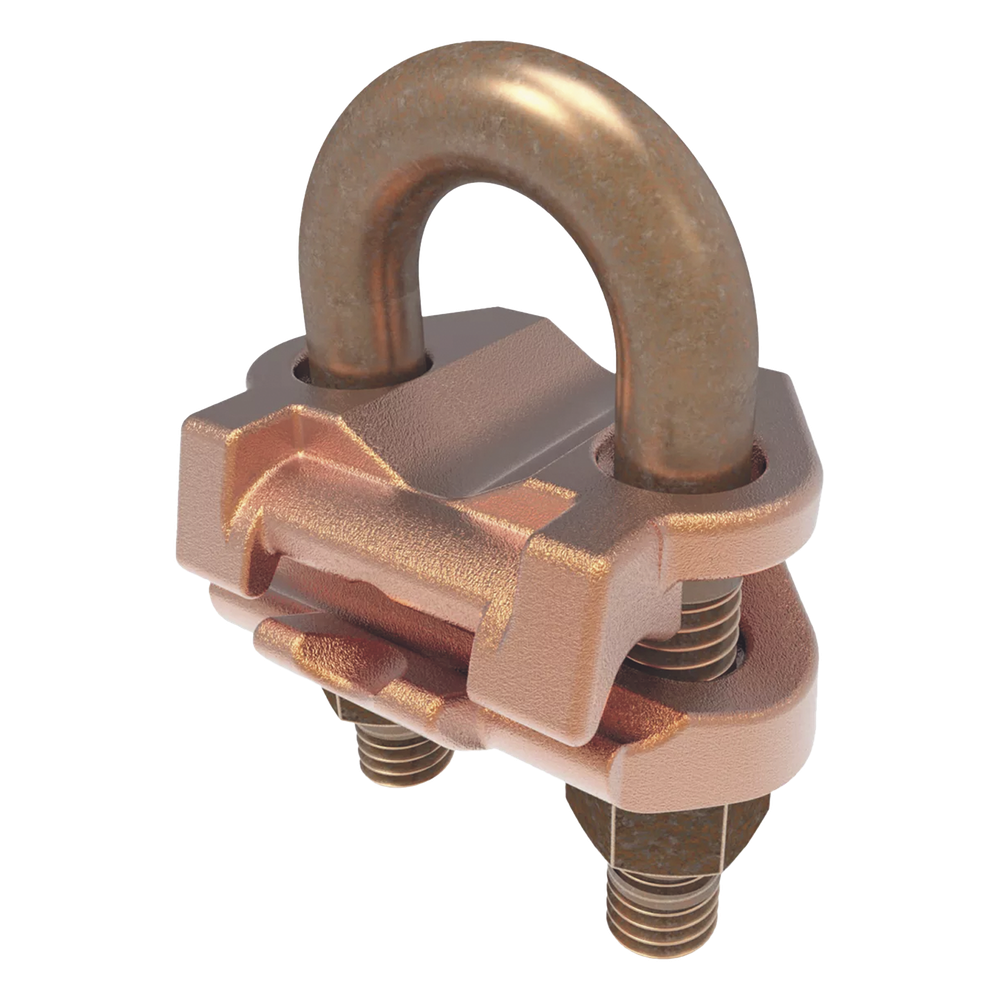 Conector Mecánico para Cable Calibre 4 a 2/0 AWG / Paralelo o 90° a Tubo de 3/8" o Varilla de 5/8" - 3/4".