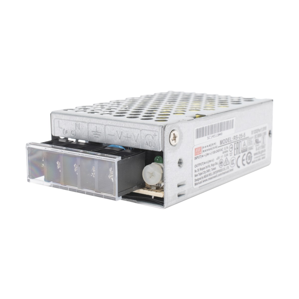 Fuente de Poder Industrial Conmutada 25W de Potencia, 5Vcc, 5A