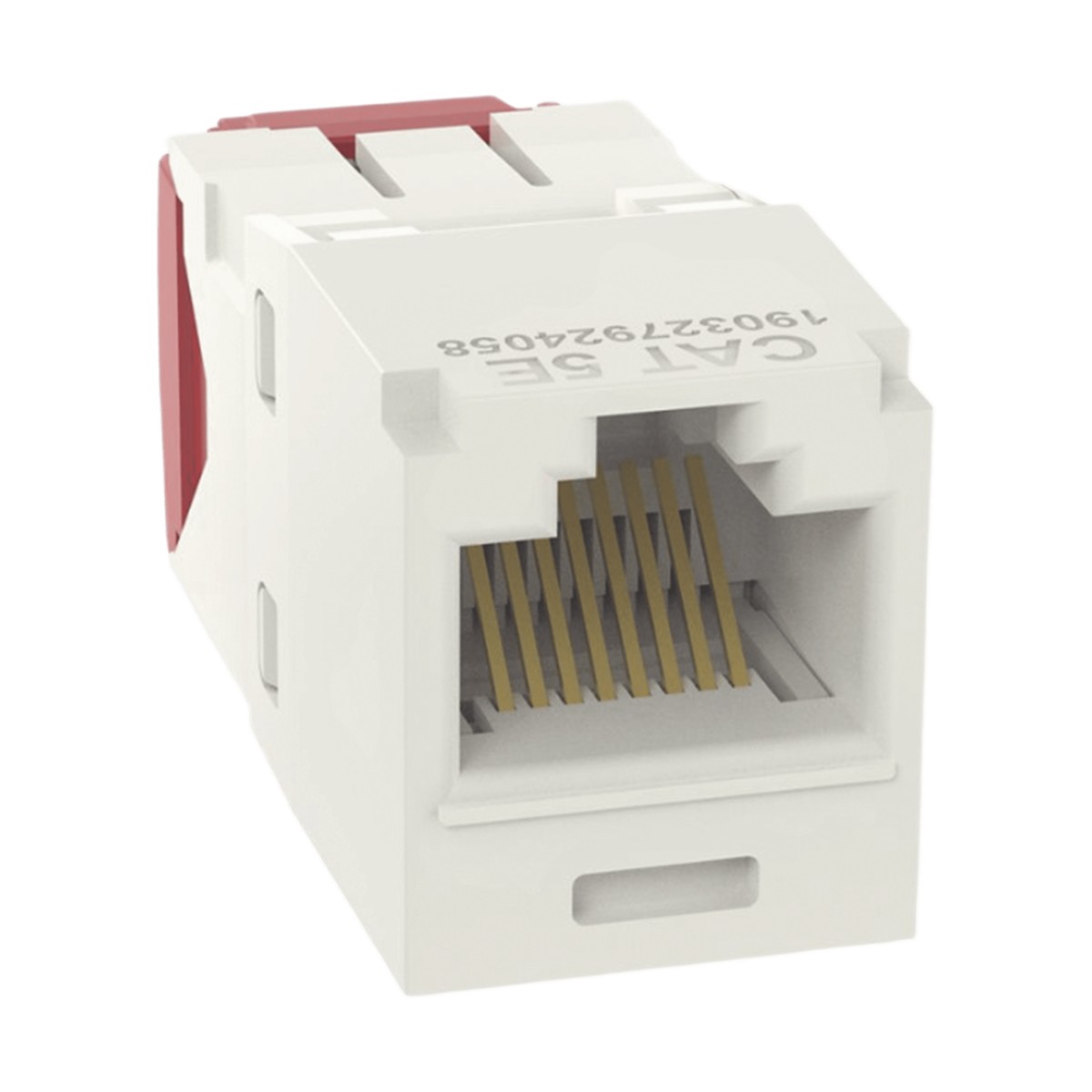 Conector Jack RJ45 Estilo TG, Mini-Com, Categoría 5e, de 8 Posiciones y 8 Cables, Color Blanco Mate