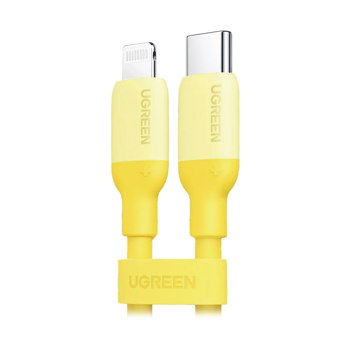 Cable USB-C a Lightning / Certificado MFi / 1 Metro / Adecuado para iPhone, iPad, iPod / Carga Rápida PD 20W /  Sincronización de Datos de hasta 480 Mbps / Goma de Silicona y  TPE. / Suave al Tacto / Color Yellow