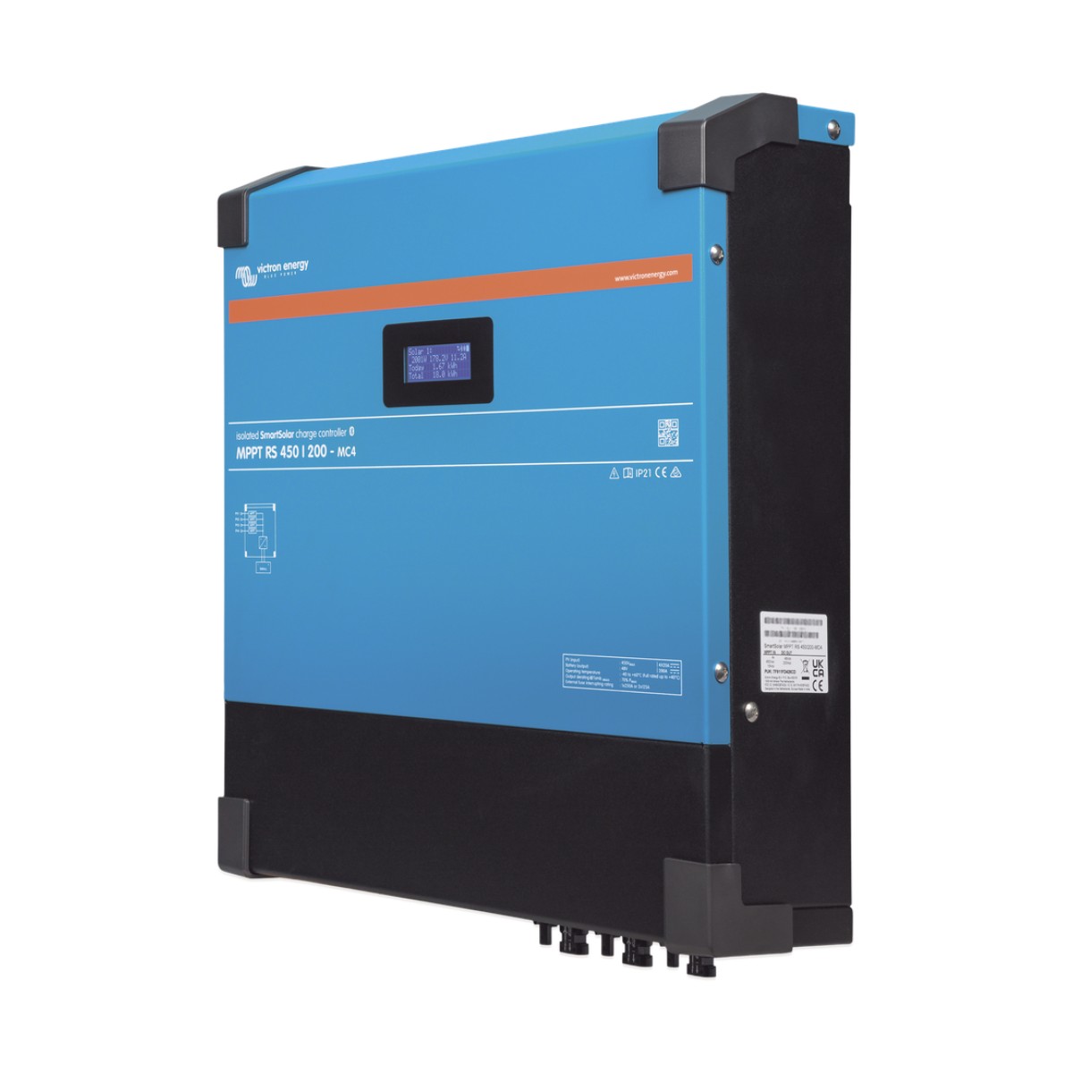 SmartSolar MPPT RS 450/100-MC4. Controlador Solar MPPT 100A, Voltaje: 48 Vcc. Para uso con Inv. Cargadores Victron