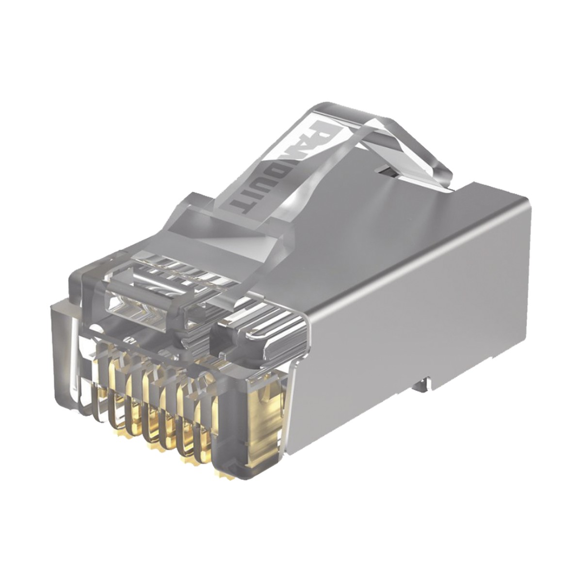 Plug RJ45 Cat5e Blindado, Para Cable UTP de Calibres 24-26 AWG, Chapado en Oro de 50 Micras, Paquete de 100 Piezas