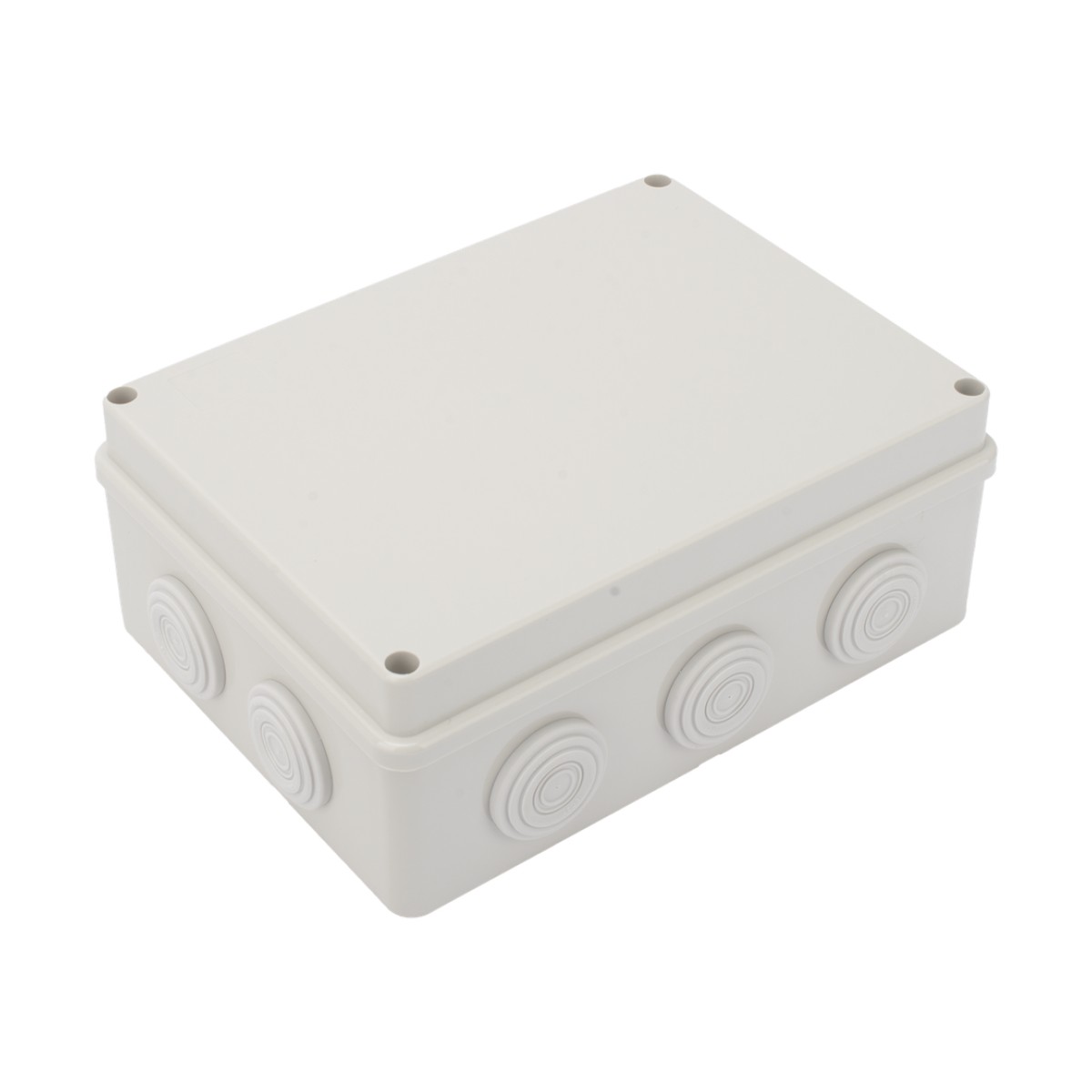 Caja Derivación-Conexión de Plástico (140 X 190 X 76 mm) con 10 Glándulas de Goma. Para Instalaciones Comerciales, Residenciales e Industriales. Incluye Tornillería para su Tapa. Funciona También como Registro.