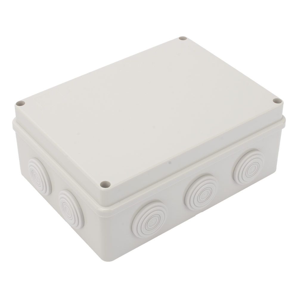 Caja Derivación-Conexión de Plástico (140 X 190 X 76 mm) con 10 Glándulas de Goma. Para Instalaciones Comerciales, Residenciales e Industriales. Incluye Tornillería para su Tapa. Funciona También como Registro.
