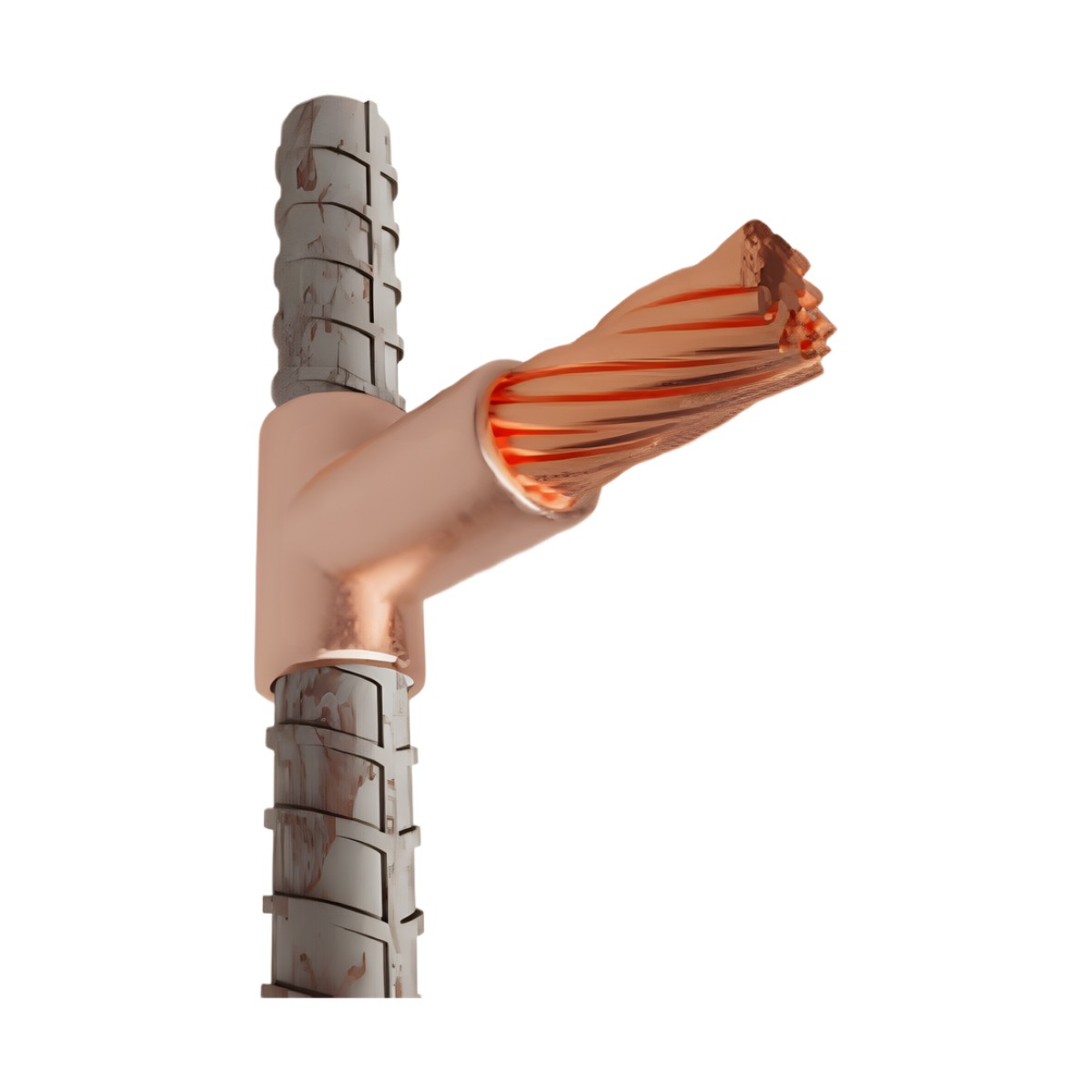Molde para Soldadura exotemica para cable Horizontal cal. 4/0 a Varilla Corrugada Vertical de 1/2