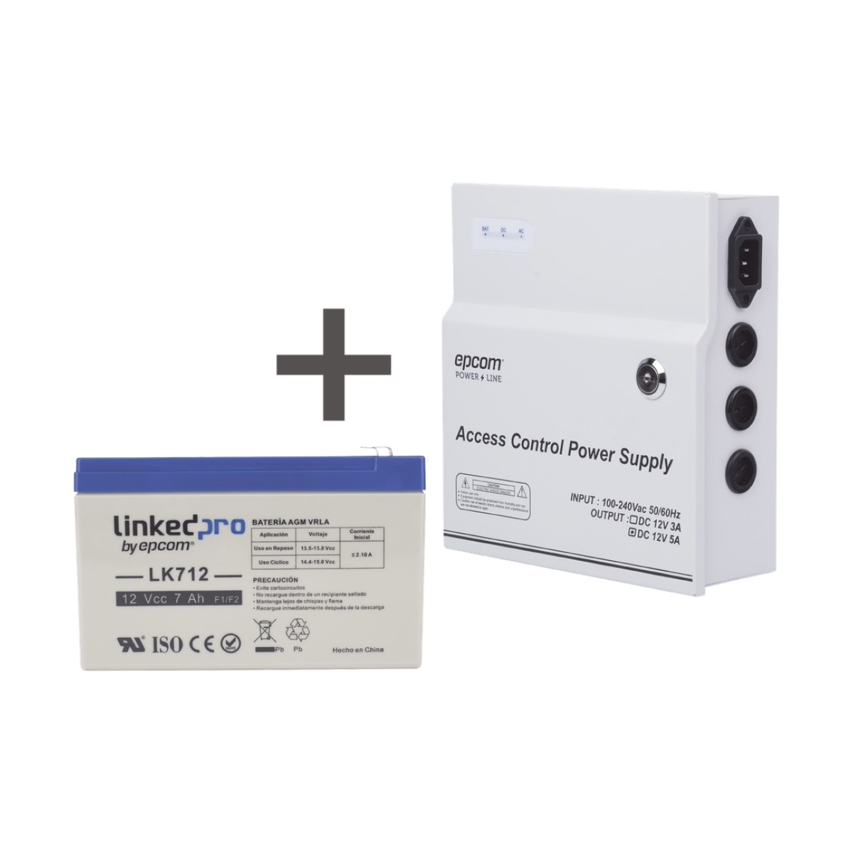 Kit / Fuente  regulada de 11 - 15 V @ 5A / Capacidad de respaldo / Modelo  ACPST1205 + Batería incluida LK712