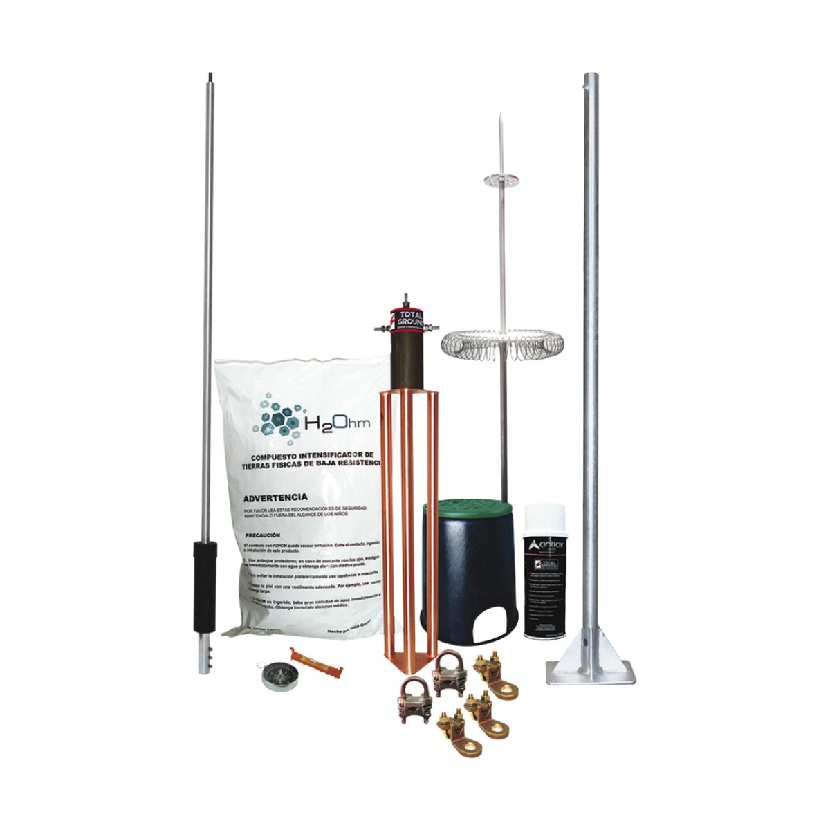 Kit de Pararrayo Dipolo con Electrodo y Accesorios de Instalación para Techo.