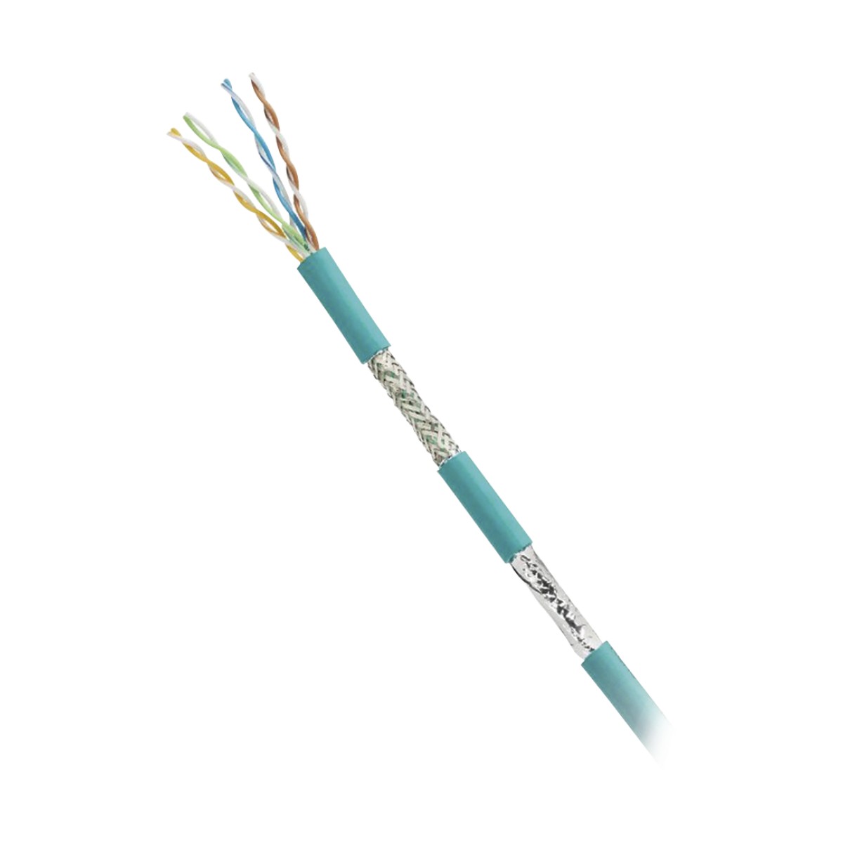 Bobina de Cable Blindado SF/UTP Categoría 5e de 4 Pares, Uso Industrial con Resistencia al Aceite y Rayos UV, Multifilar 24/7 (Flexible), Color Azul Cerceta, Bobina de 305 Metros (1000 Pies)