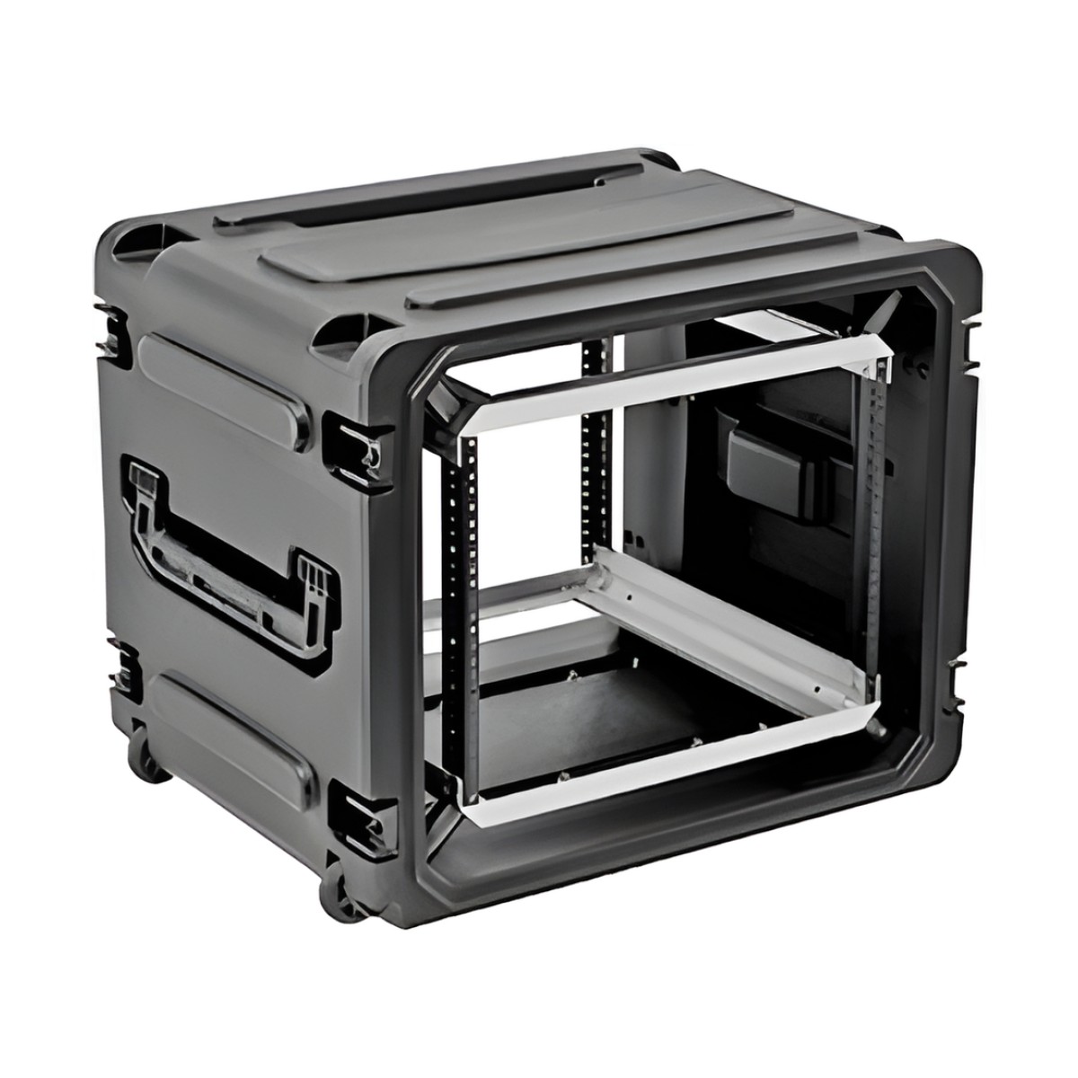 Gabinete Plástico Móvil con Amortiguador con Rack de 19" 12 Unidades.