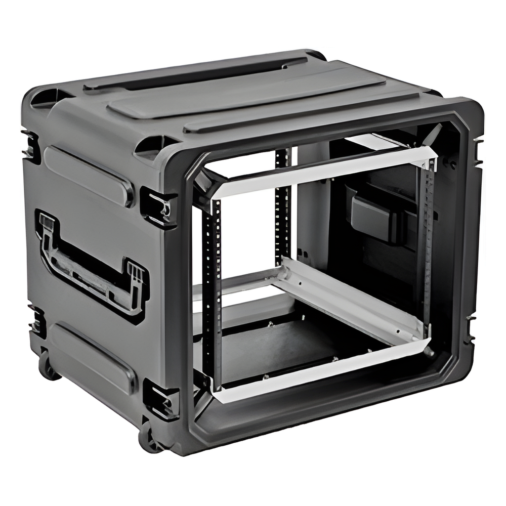 Gabinete Plástico Móvil con Amortiguador con Rack de 19" 12 Unidades.