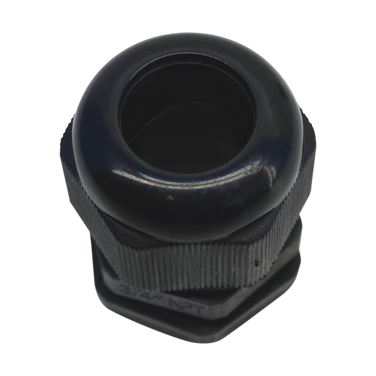 Conector Plástico Negro Tipo Glándula para Rosca NPT 3/4"