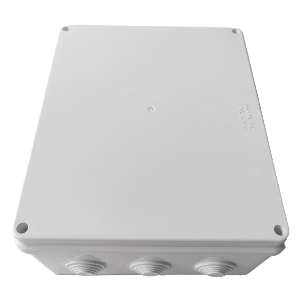 Caja de Derivación-Conexión para Exterior IP65 con 12 Entradas / 300 x 250 x 120 mm (11.8 x 9.8 x 4.7 in) / Sellado Seguro con Empaque + 4 Tornillos / Resiste Agua, Polvo y Sol Directo