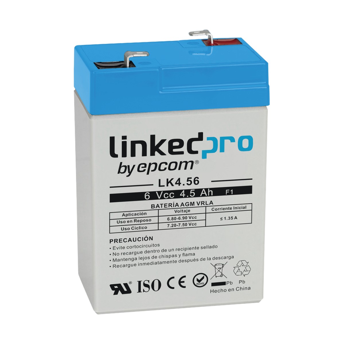 Batería de respaldo 6 V | 4.5 Ah | AGM | Especial para Seguridad Electrónica | UPS  | Sistemas de Emergencia  | Vida útil 5 años | Terminales F1