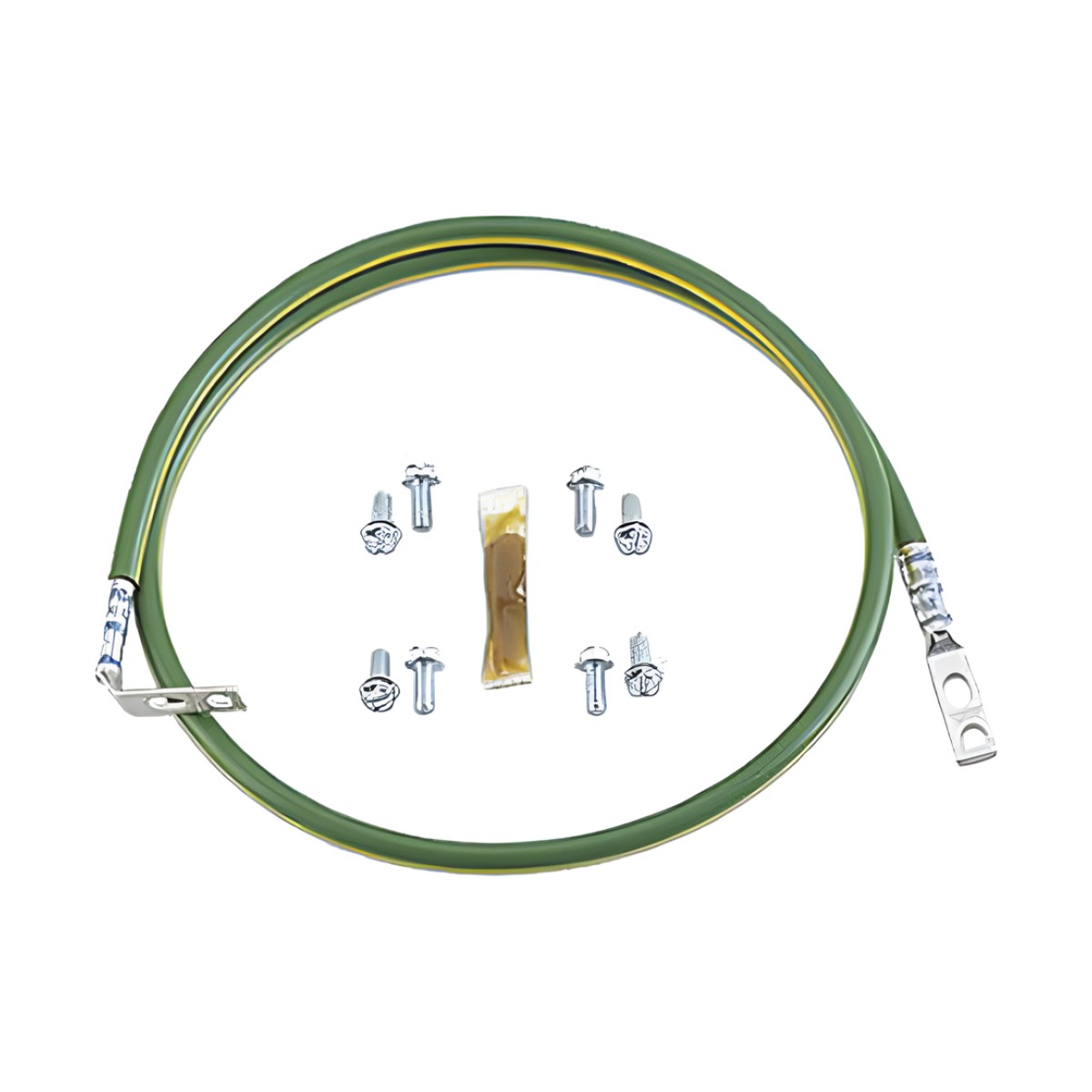 Jumper Para Aterrizar Equipos en Racks o Gabinetes, 10 AWG, Con Terminal Doblada a 45 Grados, Terminal Recta Para Equipos, 61 cm de largo