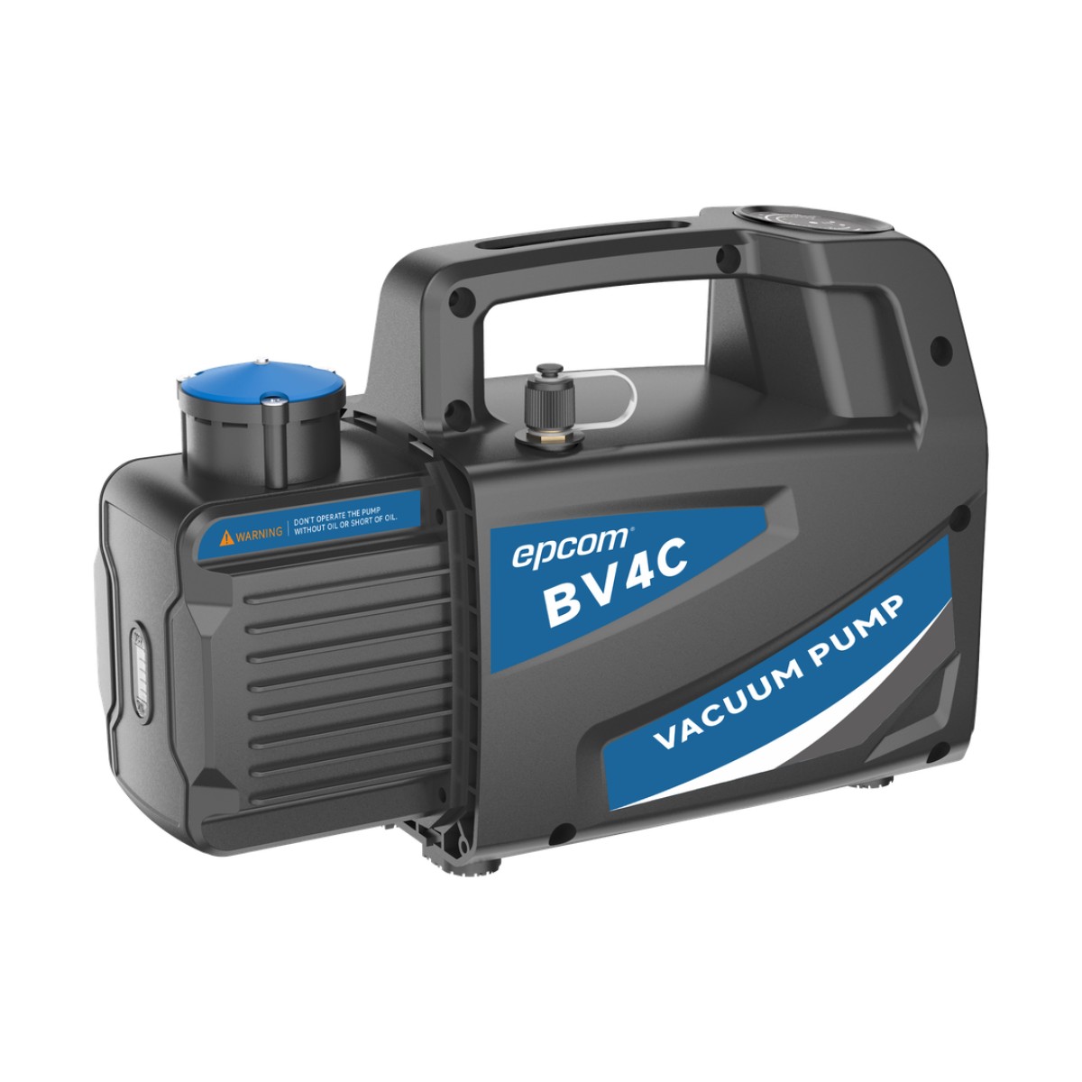 Bomba de Vacío General BV4C / Vacío Final 150 Micrones / Caudal 4 CFM (114 L/min) / Potencia 1/4 HP / Diseño Anti-Retroceso de Aceite / Montaje Superior del Motor / Válvula Antirretorno Integrada / Puerto 1/4 SAE